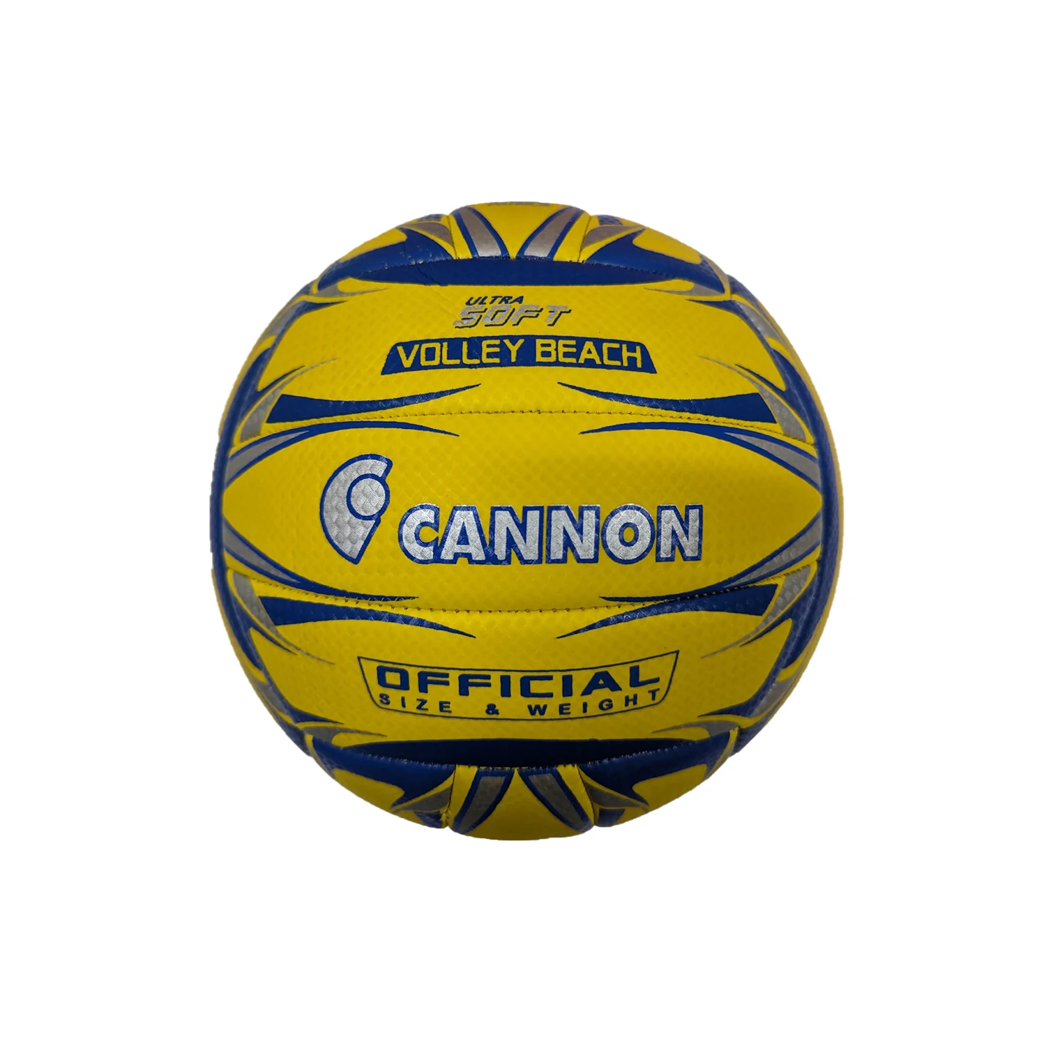 Cannon - Balón Voley Playa, Ultra Soft Touch, Suave, 18 Paneles, Color Amarillo y Azul