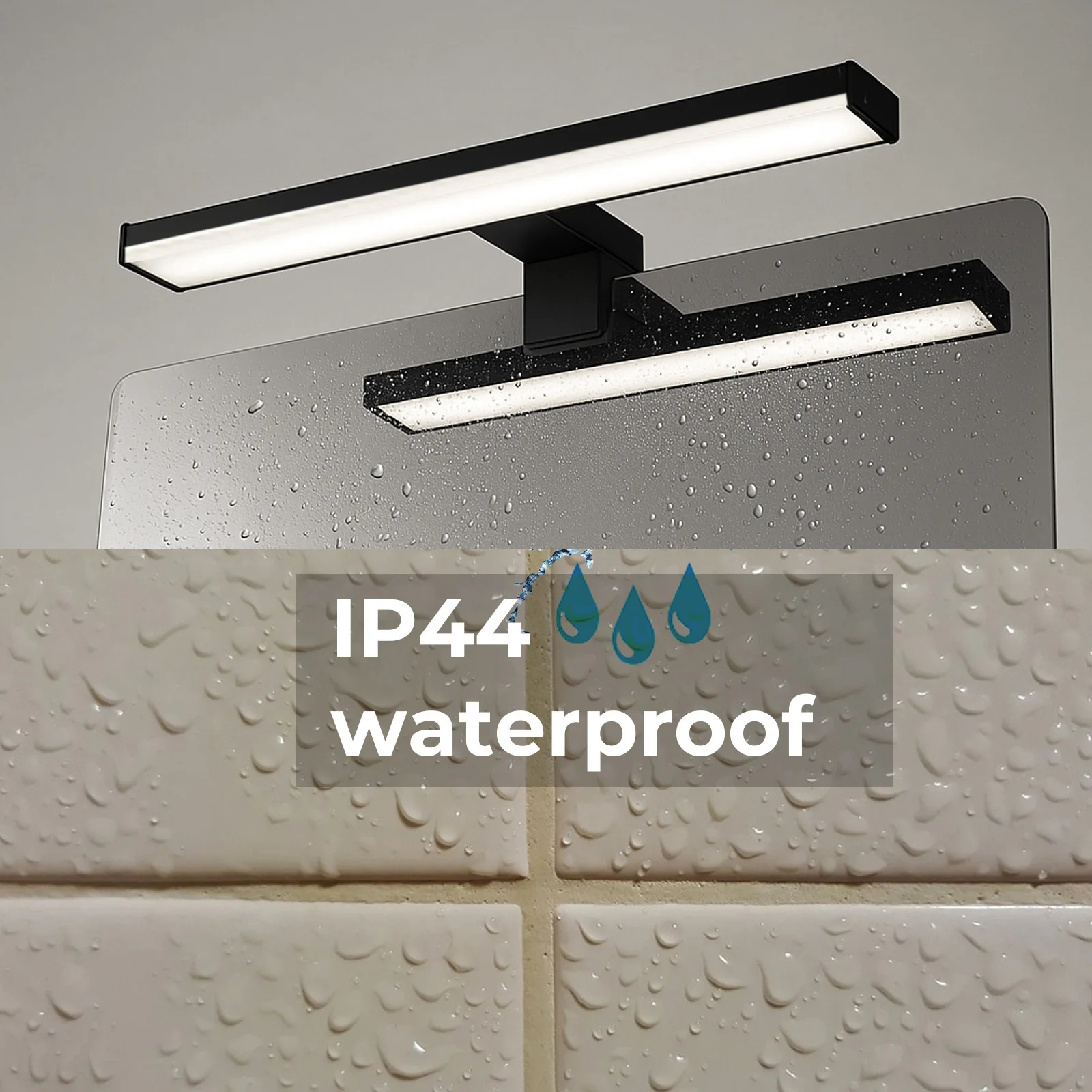ALPINALUZ LED Wall Lamp 8W 30cm for Bathroom, available in matte black or chrome, features a modern aluminum design, IP44 protection, and neutral white light (4000K) for mirrors and furniture.