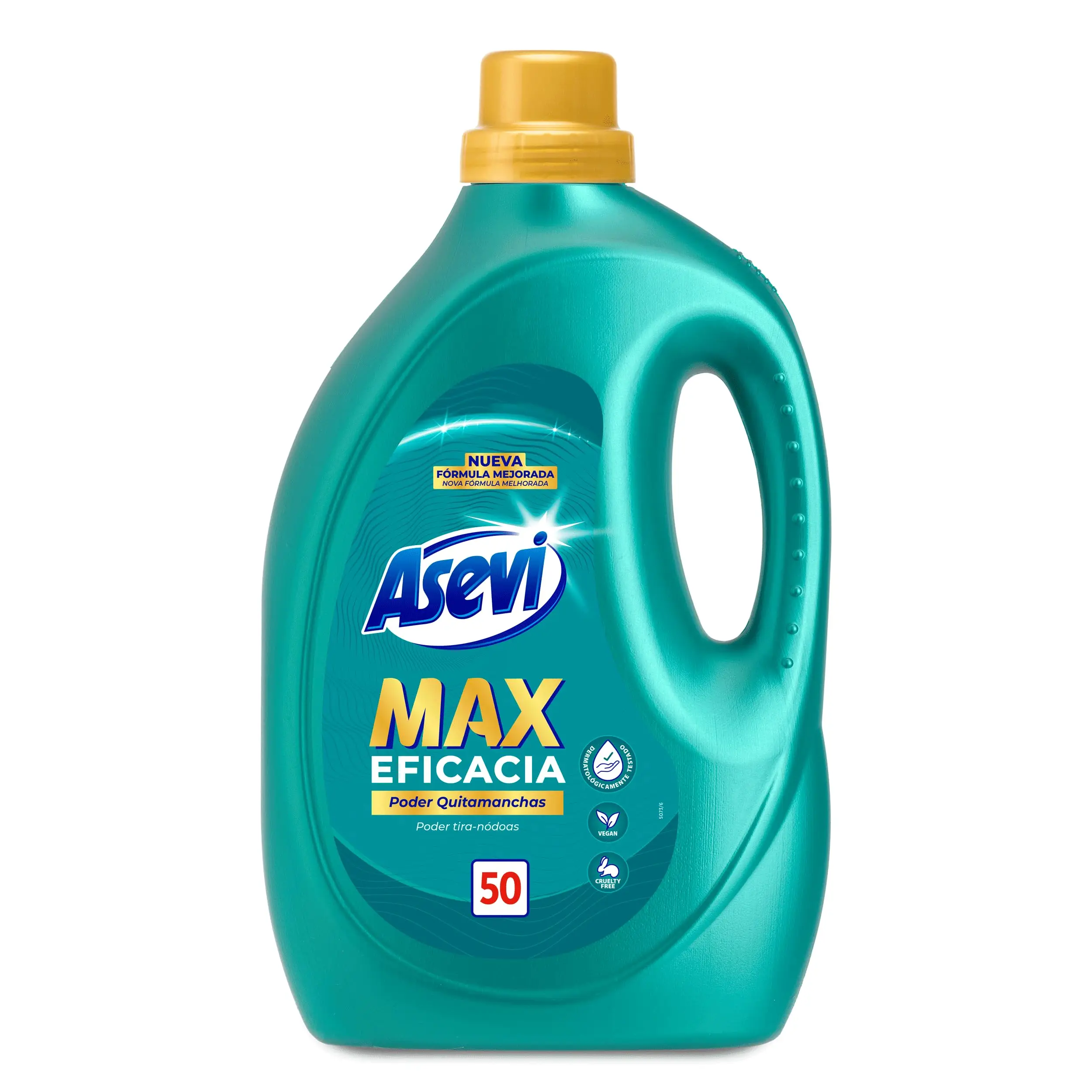 Asevi Detergente Líquido para Lavadora Max Eficacia - Detergente Hipoalergénico Concentrado para Ropa Blanca y de Color - Poder Quitamanchas para una Ropa Limpia y Fresca - 50 Lavados