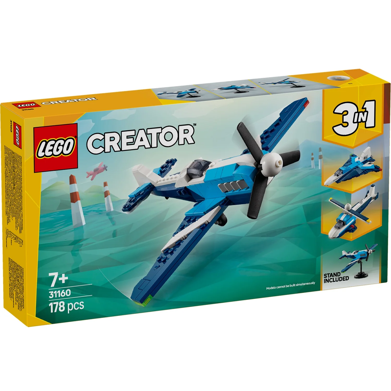 LEGO CREATOR 3 EN 1 - AVIÓN DE CARRERAS, 31160, TIENDA CON LICENCIA OFICIAL, CONSTRUCCIÓN, JUGUETES, LADRILLOS, ENVÍO URGENTE 24-48 HORAS PENÍNSULA