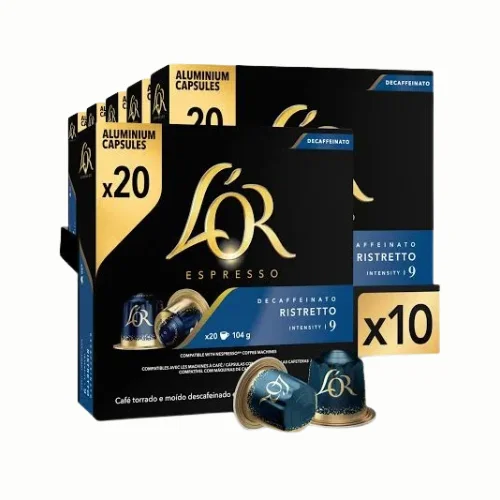 Cafe L'or Espresso Ristretto Descafeinado 20 Cápsulas Compatibles - PACK 10 UDS - QUMIR