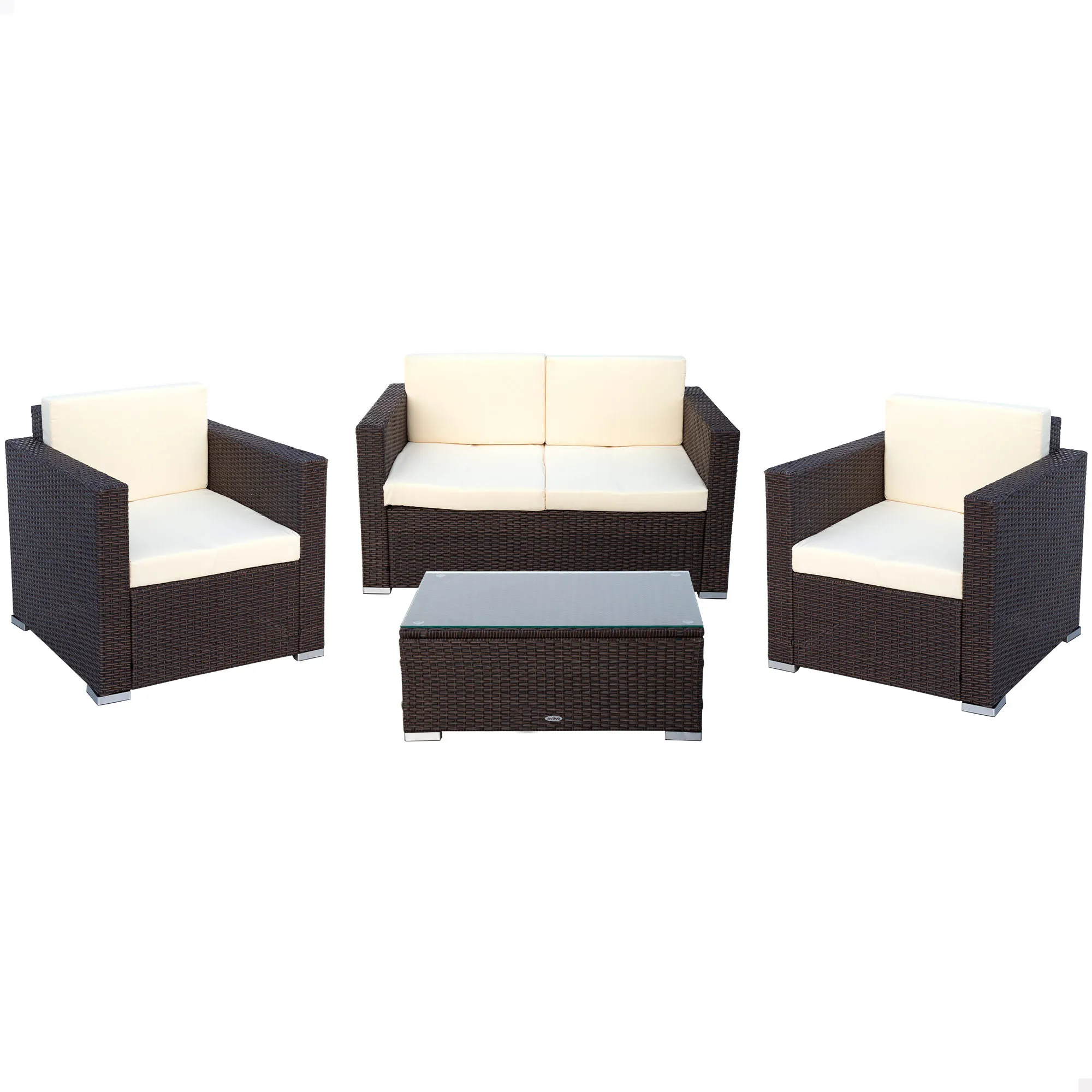Conjunto muebles terraza sillones, sofá y mesita ratán Aktive