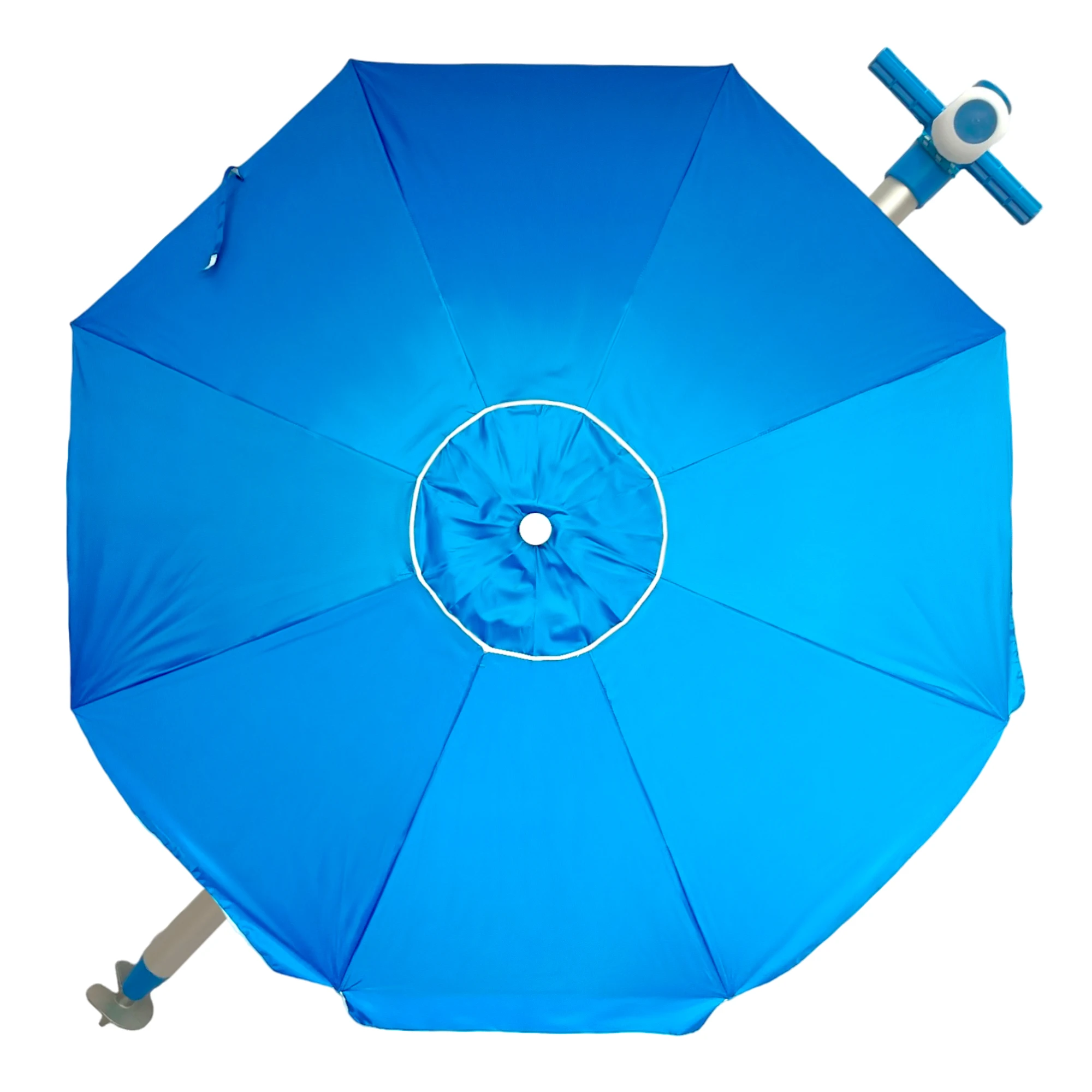Pincho Sombrilla Playa Grande 220 cm, Antiviento hasta 35km/h, protección UV 50, Materiales de Calidad, Tubo de Aluminio, 8 Varillas de Fibra de Vidrio, Palo reclinable, Incluye Bolsa de Transporte