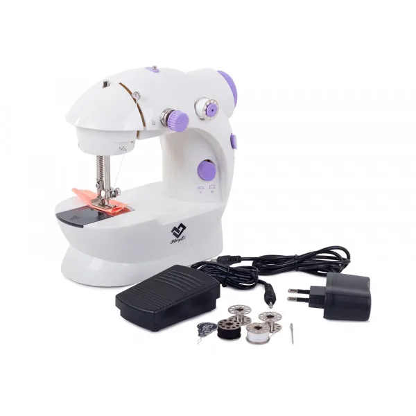 Mini MAQUINA de COSER portátil con pedal + hilo y aguja marca VERK Fabricada con materiales de alta calidad 2 niveles de velocidad Tiene control automático de costura