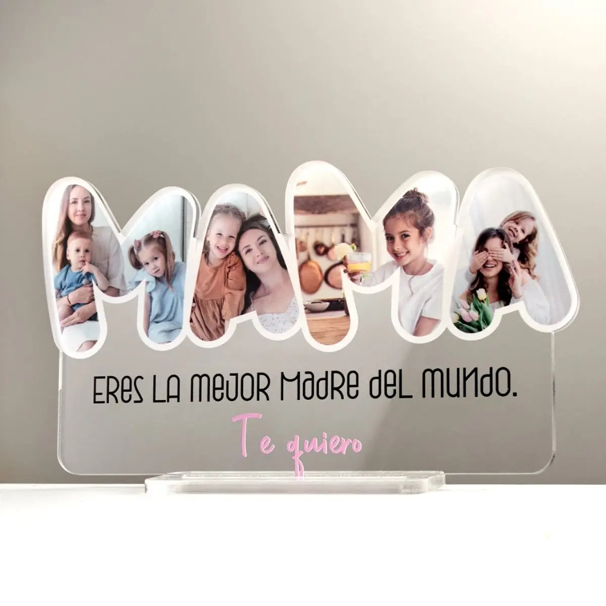 DEREGALOOS Placa Decorativa Personalizada 4 Fotos - Mejor Madre Mundo