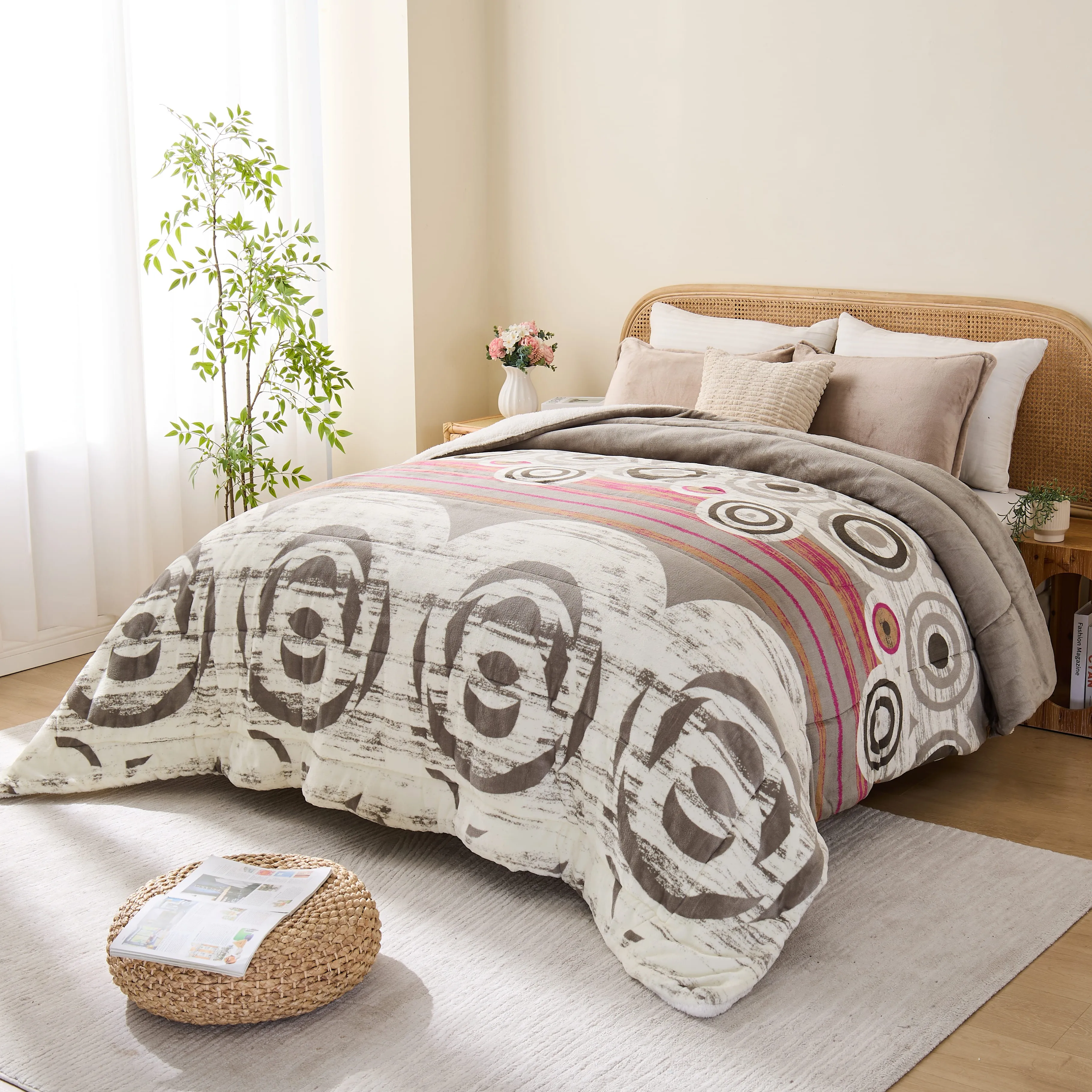 KingnetStore - Edredón Grueso con Borrego Sherpa 600 g/m² - 3 Tamaños con 1/2 Fundas de Almohada – Franela, Relleno, Borrego