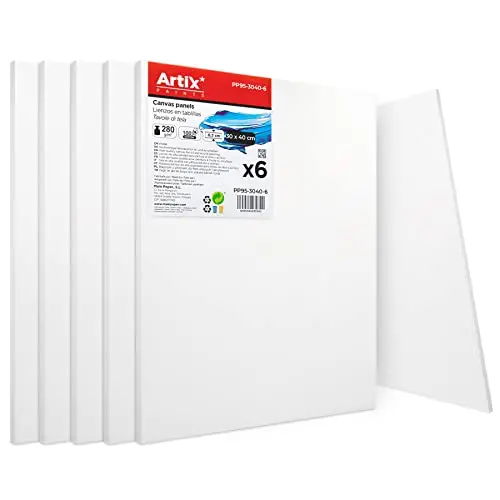 Mainpaper - Set de 6 Lienzos para Pintar, Tablilla Entelada para Pintura de Óleo y Acrílica