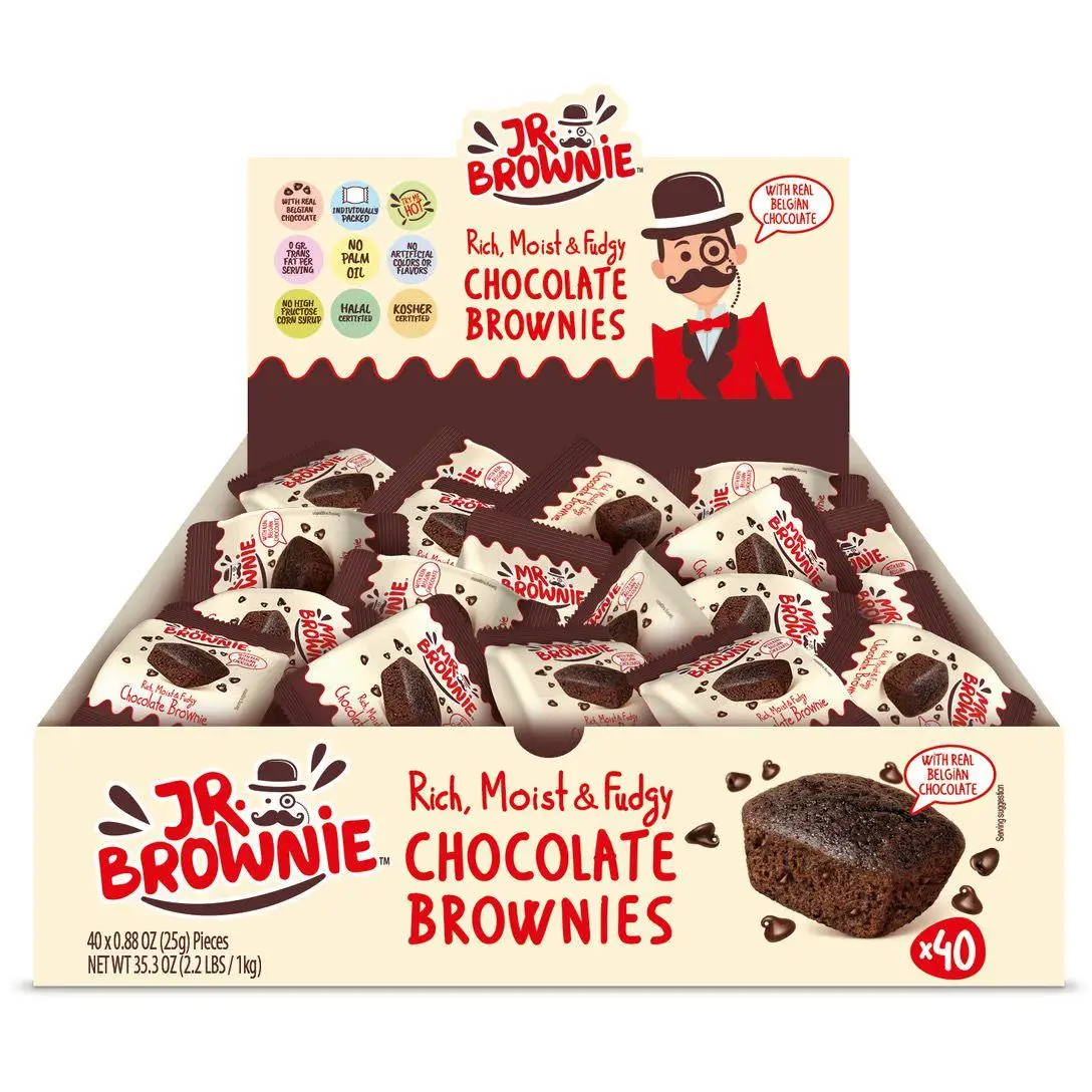 JR. BROWNIE CHOCOLATE BELGA CAJA 40 UNIDADES x 25 g.