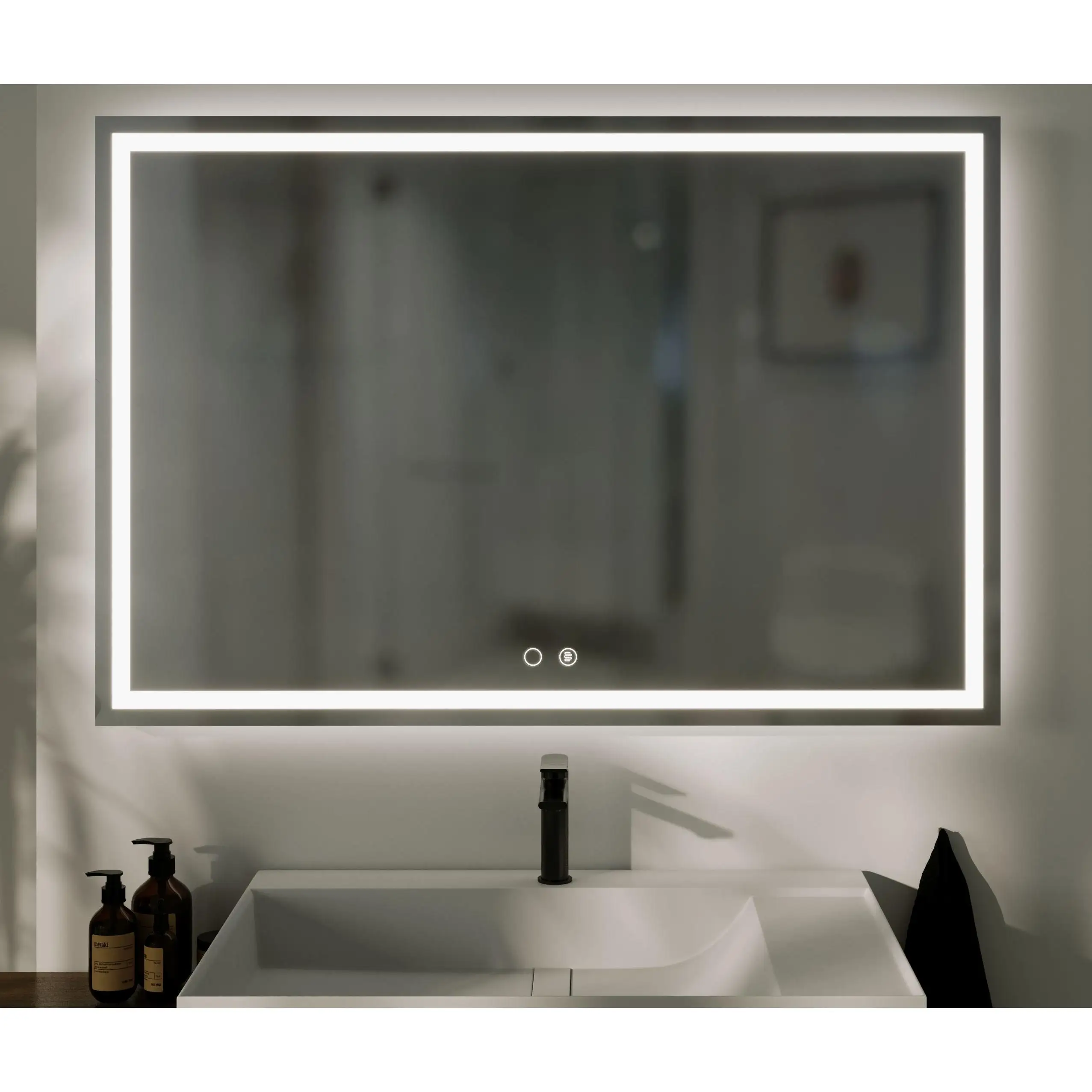 LED bathroom mirror 120x80 cm Rectangular Tarraco 120 dimmable touch switch waterproof IP44 UBUD