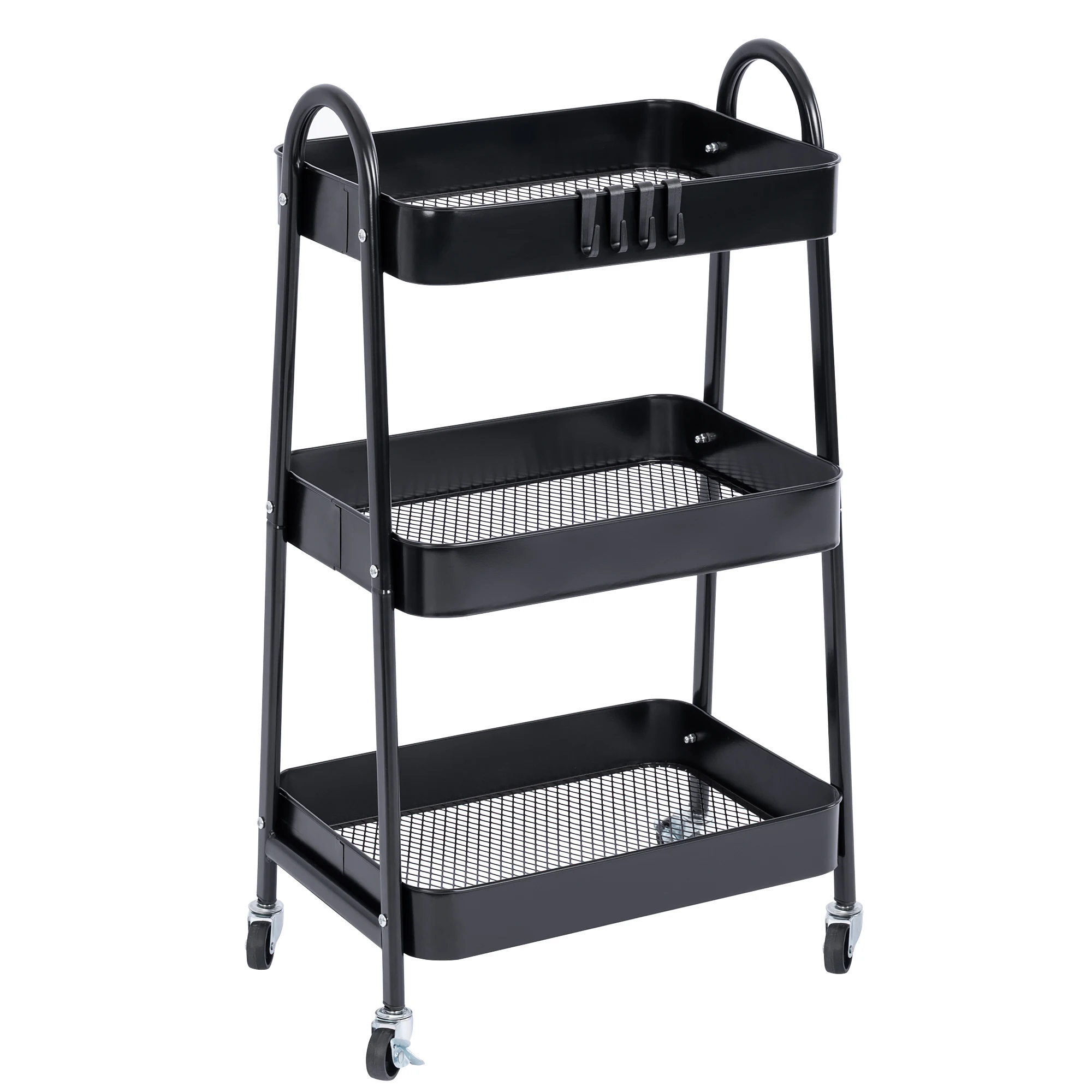 T-LoVendo Carro de Cocina Metálico con Ruedas. Carrito Auxiliar Multiuso. 3 Cajones de Almacenamiento. Ideal para Frutas, Verduras,Cocina, Salón, Oficina
