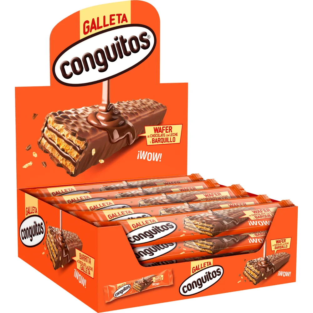 Conguitos Wafer Galleta – Estuche de 20 Barritas Crujientes con Chocolate y Avellana