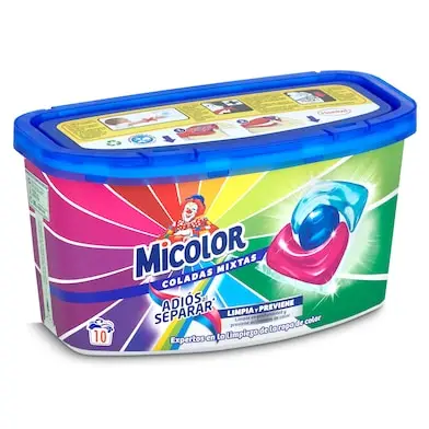 Milolor detergent in capsules goodbye to separate 10 washes (PACK 4x10 = 40 washes), comfortable and sustainable format, predosed soap capsules for Color clothes, power stain remover, protect colors and avoid transfers, durable scrubbing