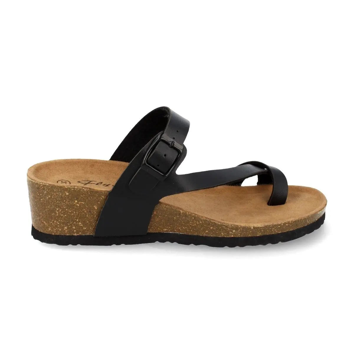 PuntoSalao Sandalias de cuña bio tipo esclava mujer color negro M-28