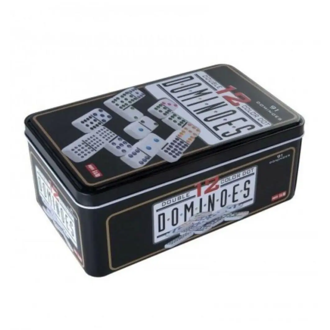 Professional Double 12 Domino Set with 91 Chips in Metal Box