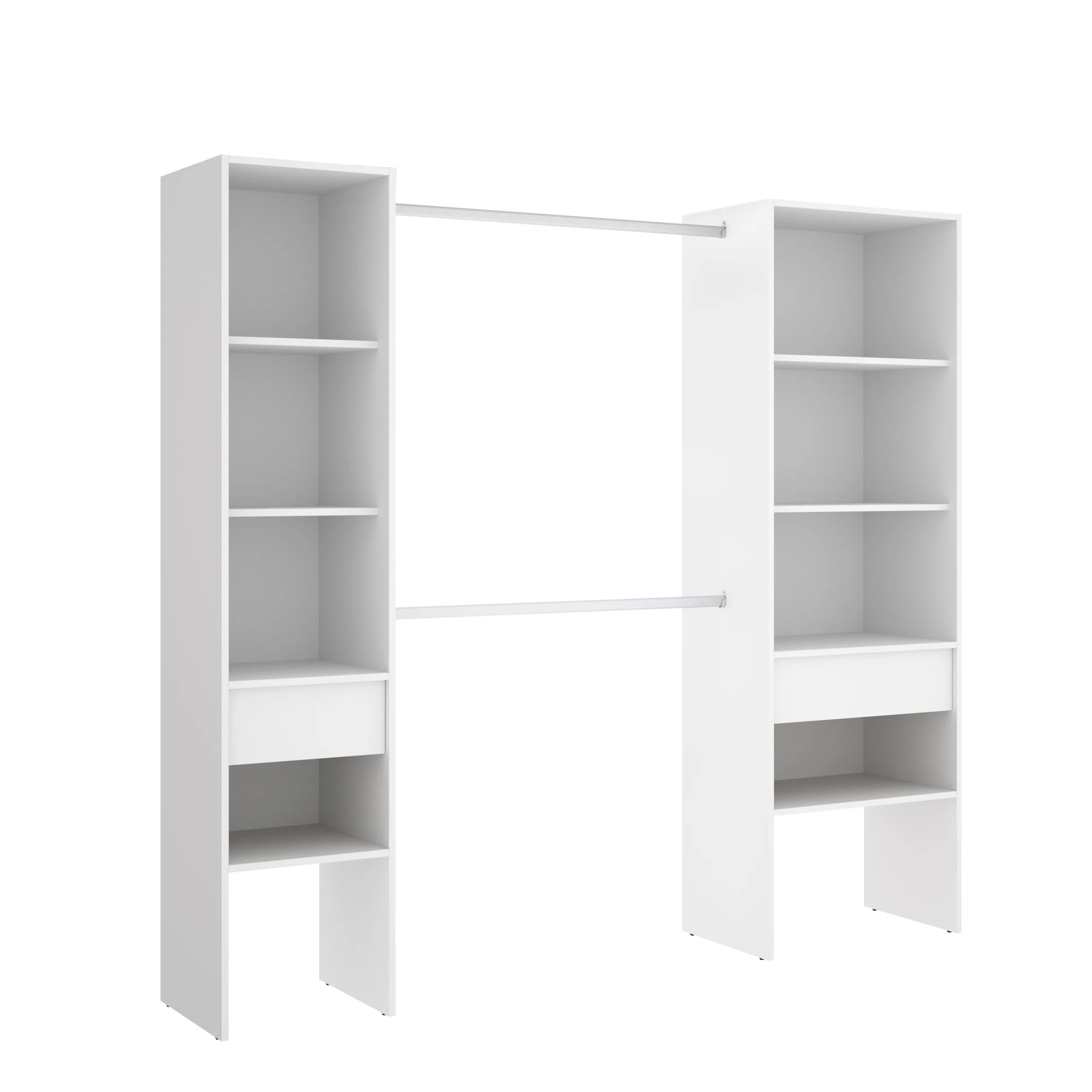Vestidor 2 Columnas y 2 Cajones Suit Blanco - Armario Modular 185x160x50 cm Armario para dormitorio - Fabricado en España - Melamina Alta calidad - 
