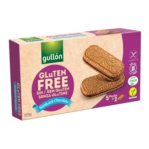 Sándwich de chocolate Gullón Sin Gluten 225g Pasa el ratón por encima de la imagen para ampliarla Sándwich de chocolate Gullón Sin Gluten 225g