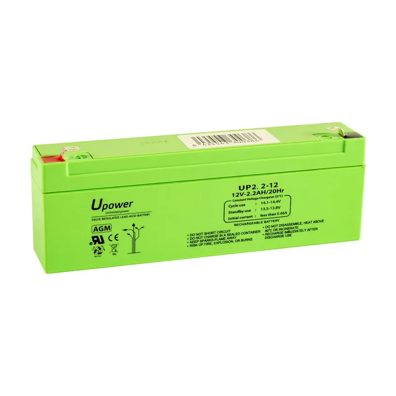 Batería U-Power AGM 12V 2.2Ah Sellada Libre de Mantenimiento para Sais y Pulsioxímetros