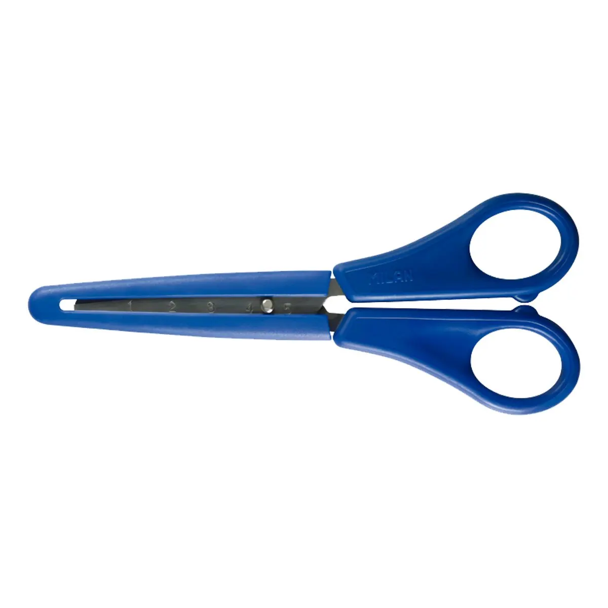 MILAN - Tijeras Escolares de 14.7 cm con Punta Redonda y Funda. Azul