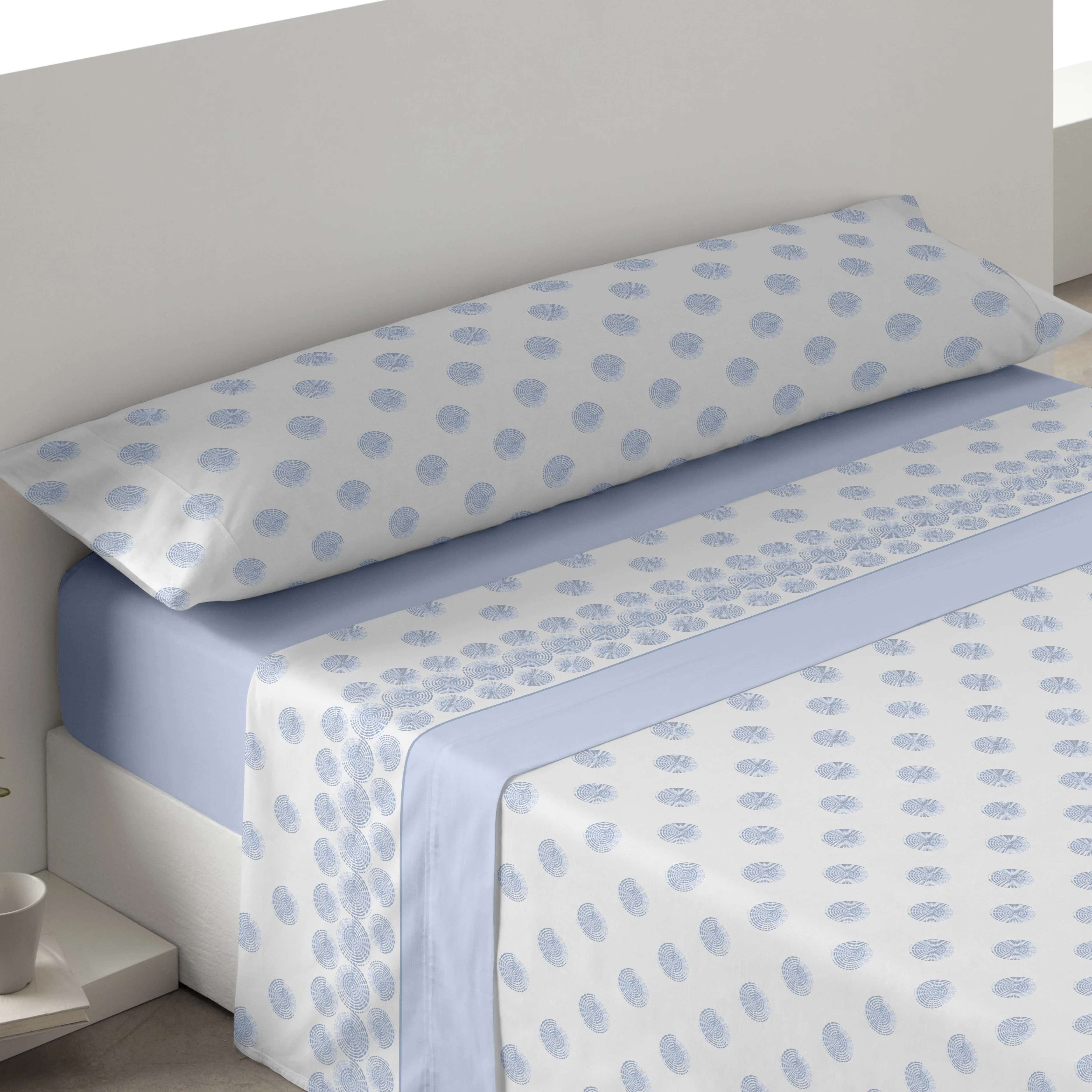 Ram's, Juegos Sabanas Verano Primavera Microfibra Estampada Mod. OREGON color Azul Tres piezas (Bajera+Encimera +Funda Almohada) Cama 90,105,135,150. Tacto muy suave