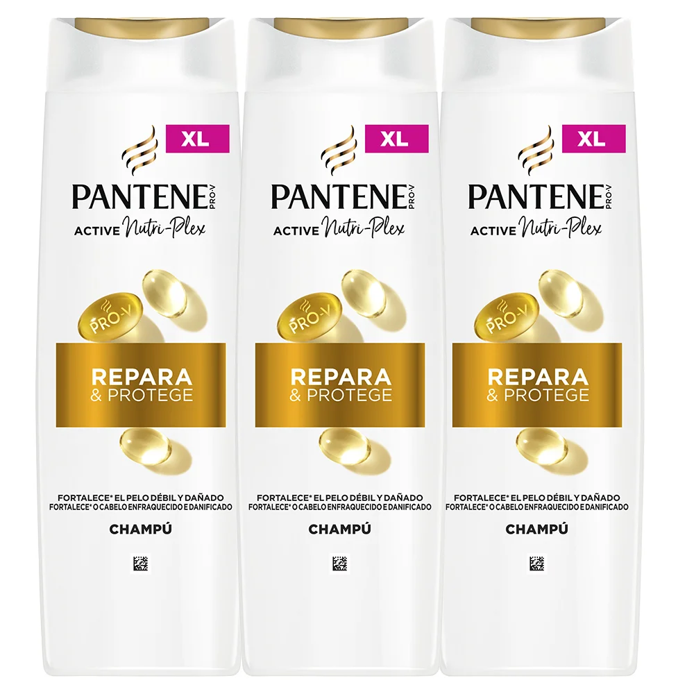 Pantene Pro-V Repara y Protege Champú para Pelo Seco y Dañado. Limpia y Protege los Enlaces Capilares con Suavidad. Sin Siliconas, Aceites Minerales ni Colorantes. Tecnología Active Nutri-Plex 3x625ml