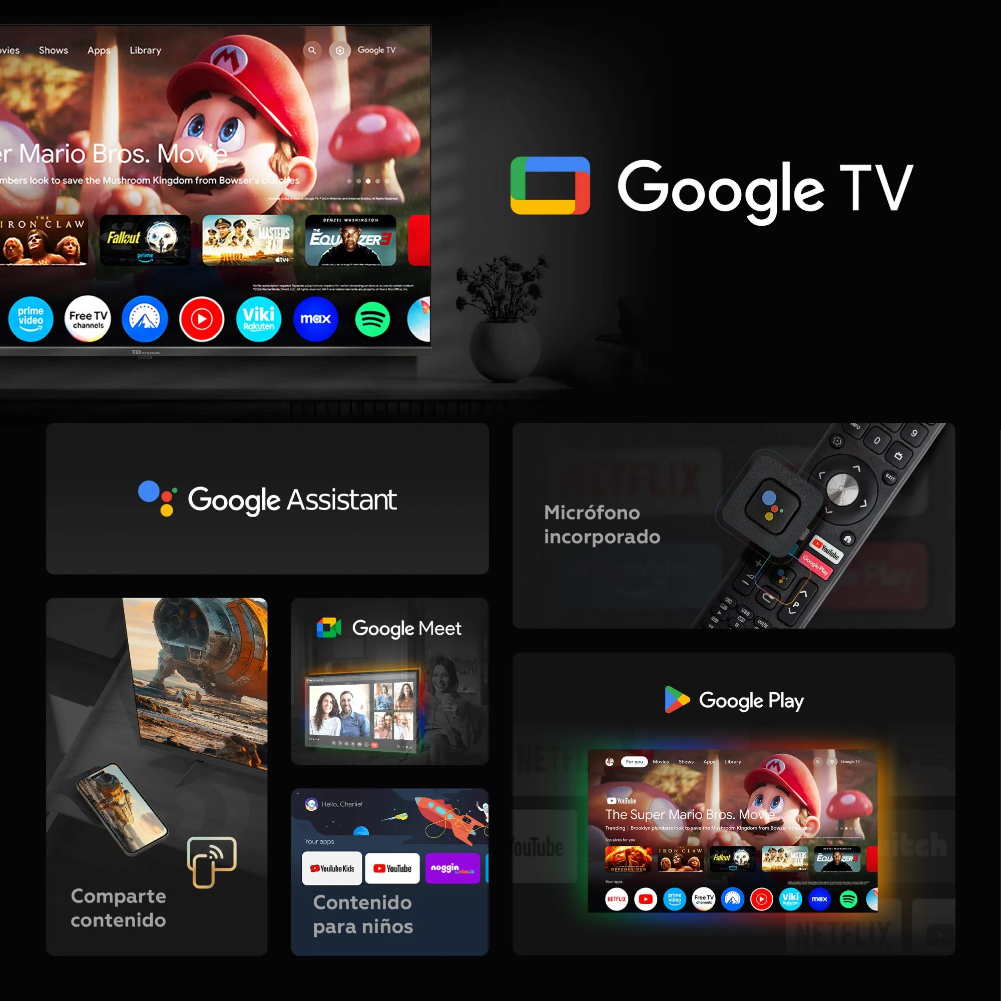 Smart tv 40 inches full hd hey google official assistant with voice control. Android tv 14 - td systems k40dlc21gle