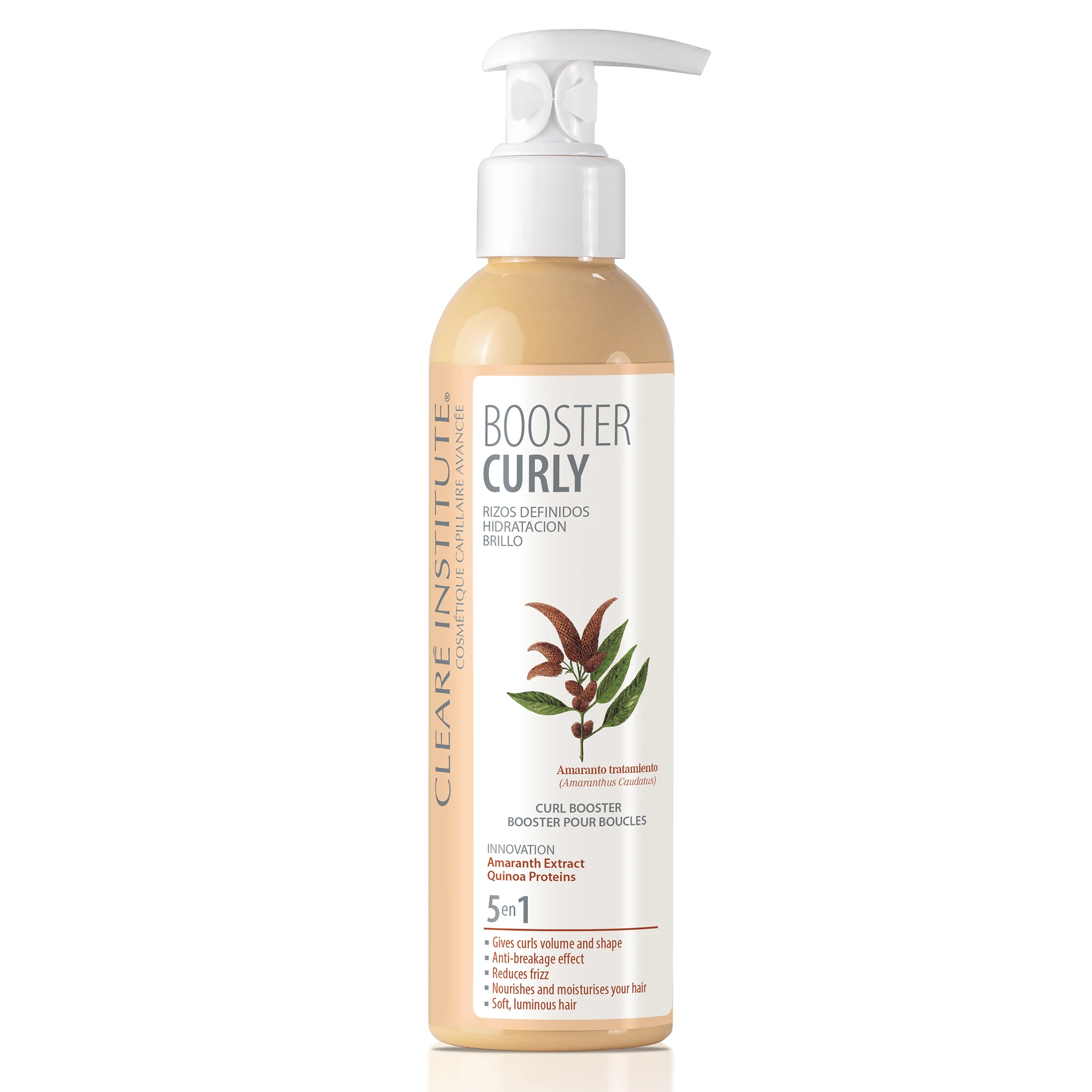 Clearé Institute - Booster Curly | Acondicionador Leave in sin aclarado | Hidrata y y Define tus Rizos | Más Volumen y Brillo Sin Encrespamiento | 98% Ingredientes Naturales | 200 ml