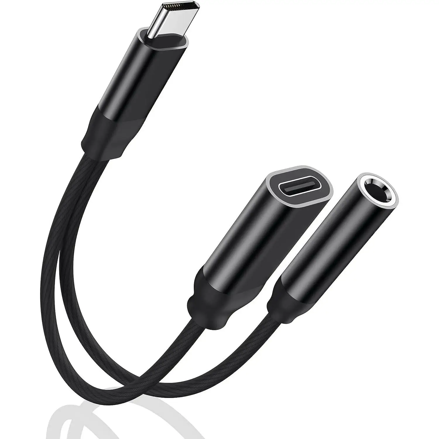 FGNS Adaptador USB C a 3,5 mm 2 en 1 para Carga Rápida y Audio, Compatible con móviles, tabletas, portátiles y otros dispositivos electrónicos con puerto tipo c, Conversión Tipo C a Jack de