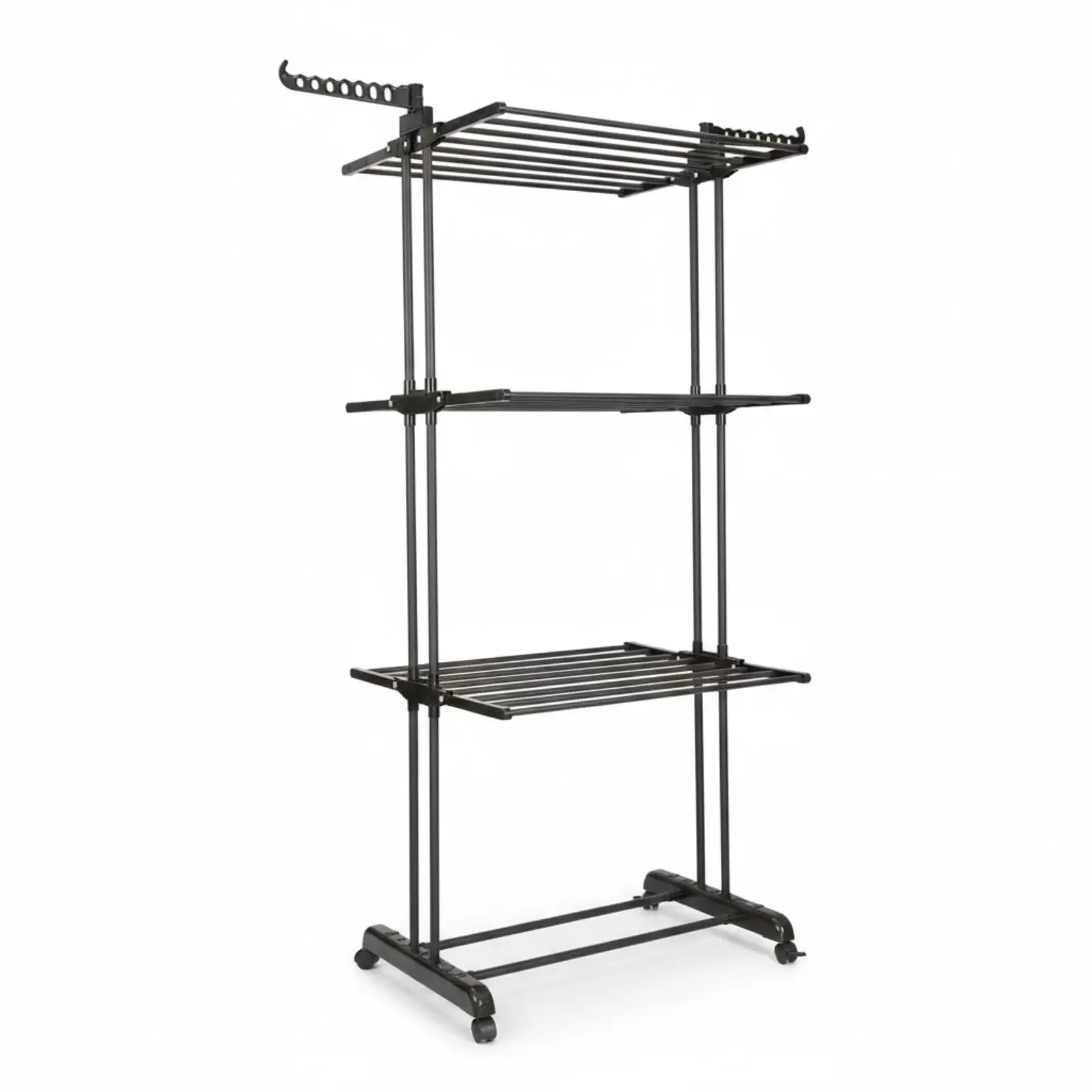 DASCK Tendedero Vertical Plegable 3 Niveles con Ruedas | Ancho 75-126 cm | 177 cm Alto