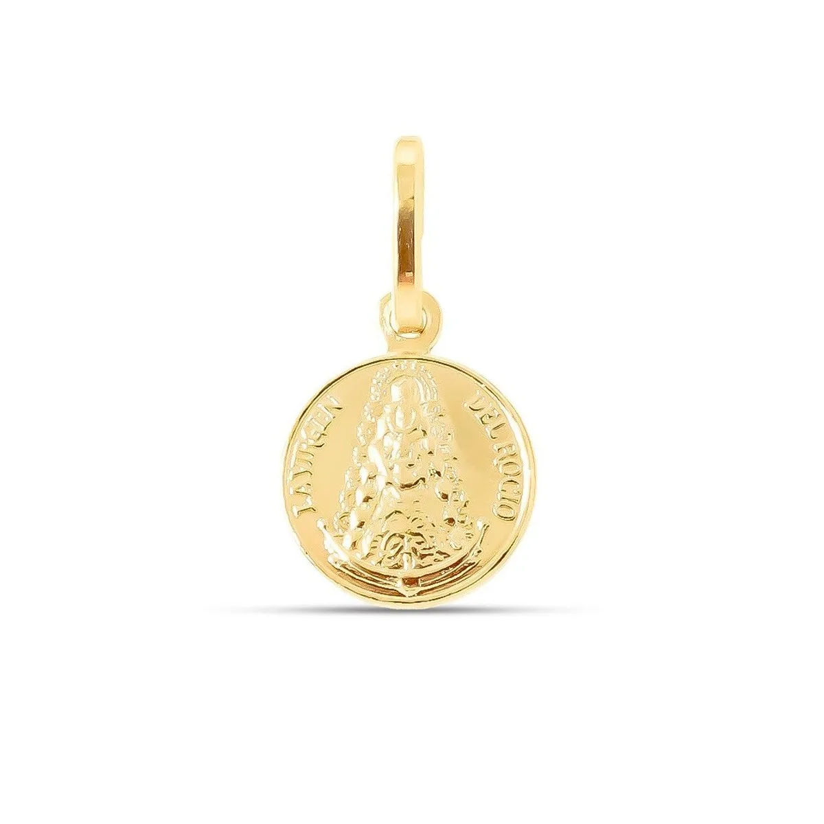 Virgen del Rocío Medalla Plata Ley 925m chapado oro 12 mm. bisel trasera lisa