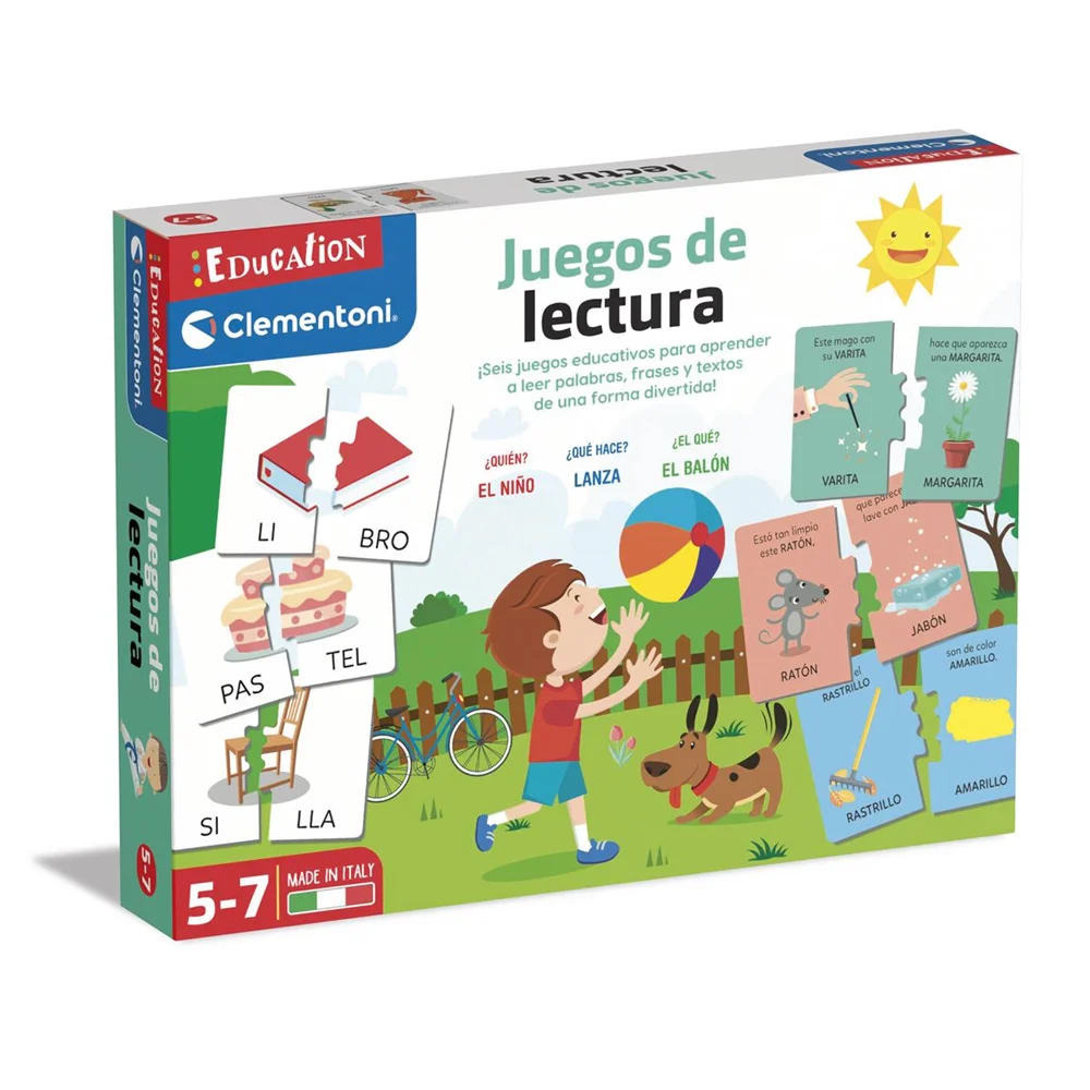 Learn to Read Game by Clementoni 37x28.4x5 cm, an educational Montessori toy for children aged 5 and up that promotes active learning and essential reading skills like letter recognition and phonetics.