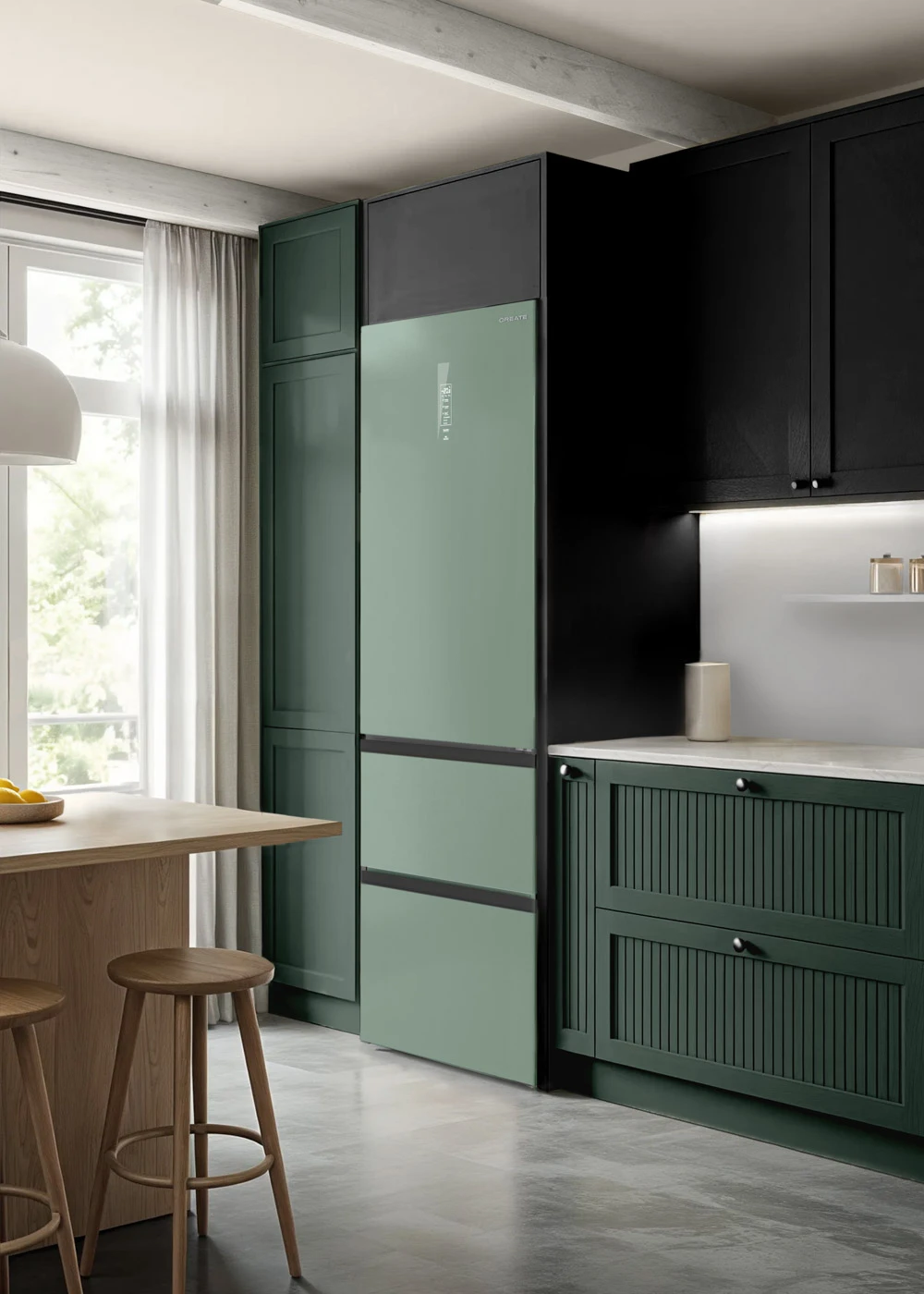 Create - italian 401l style refrigerator with space pro and care+ - fridge studio combi pro flex 401