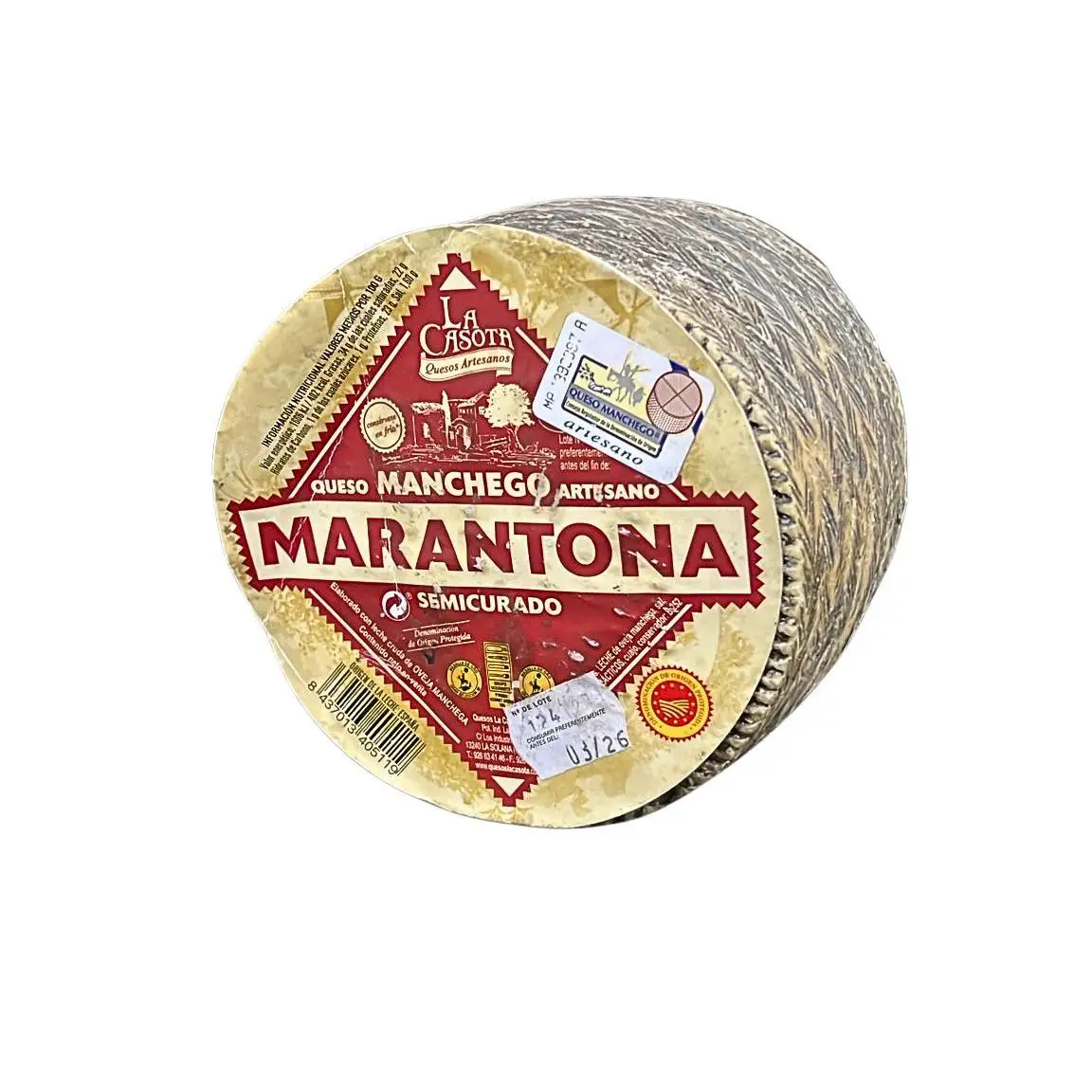 Semi-cured manchego cheese d.o.p. (piece 1.1kg approx.) |   Soft flavor and tradition of la mancha - (marantona)