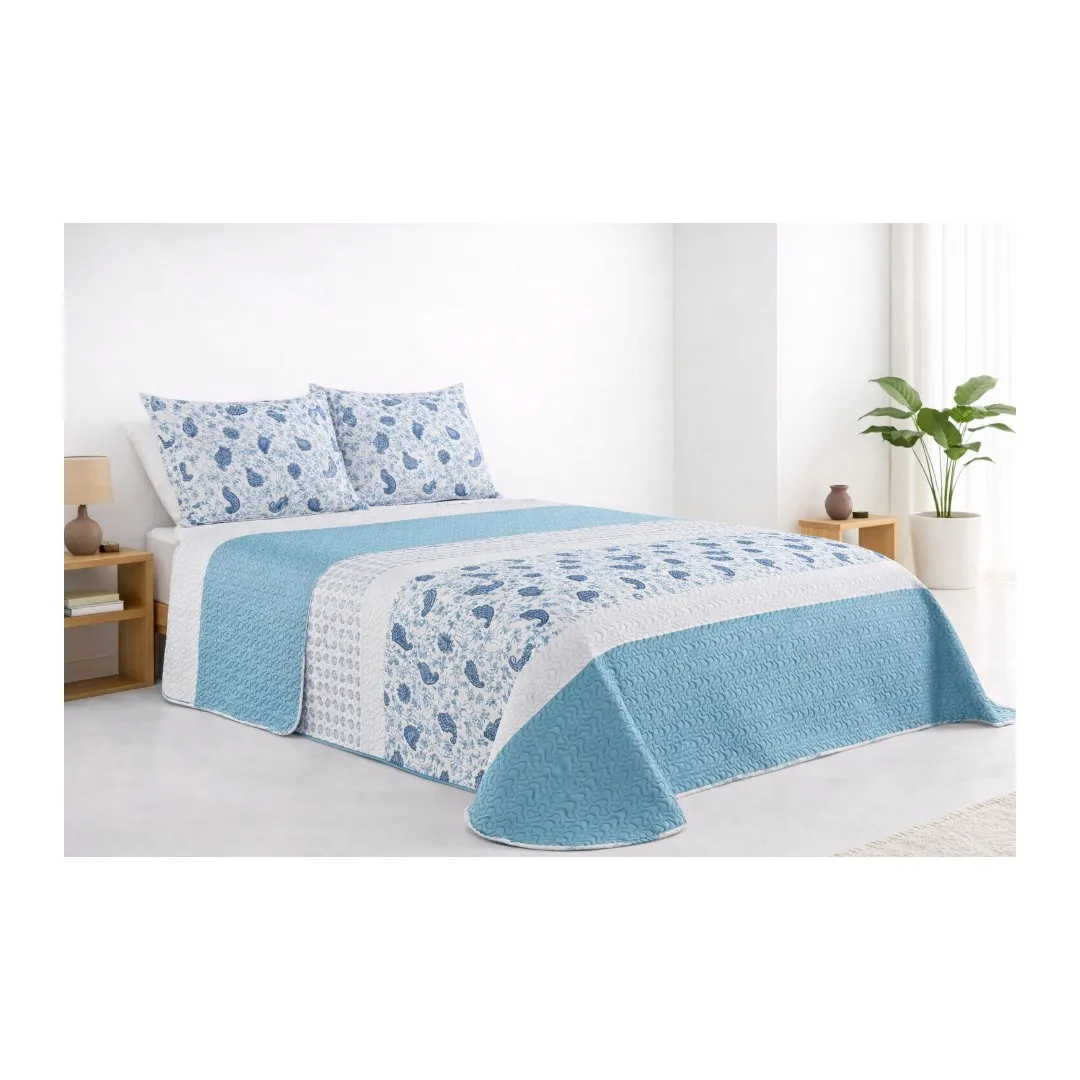 Colcha Bouti Estampado para Verano y Entretiempo, Colcha para Cama 100% Poliester, Colcha Cubre Cama para Cama 90/105/135/150/180cm, Suave, Blanco con Funda de Cojin 45x70cm. ✅ Entrega en 48-72h