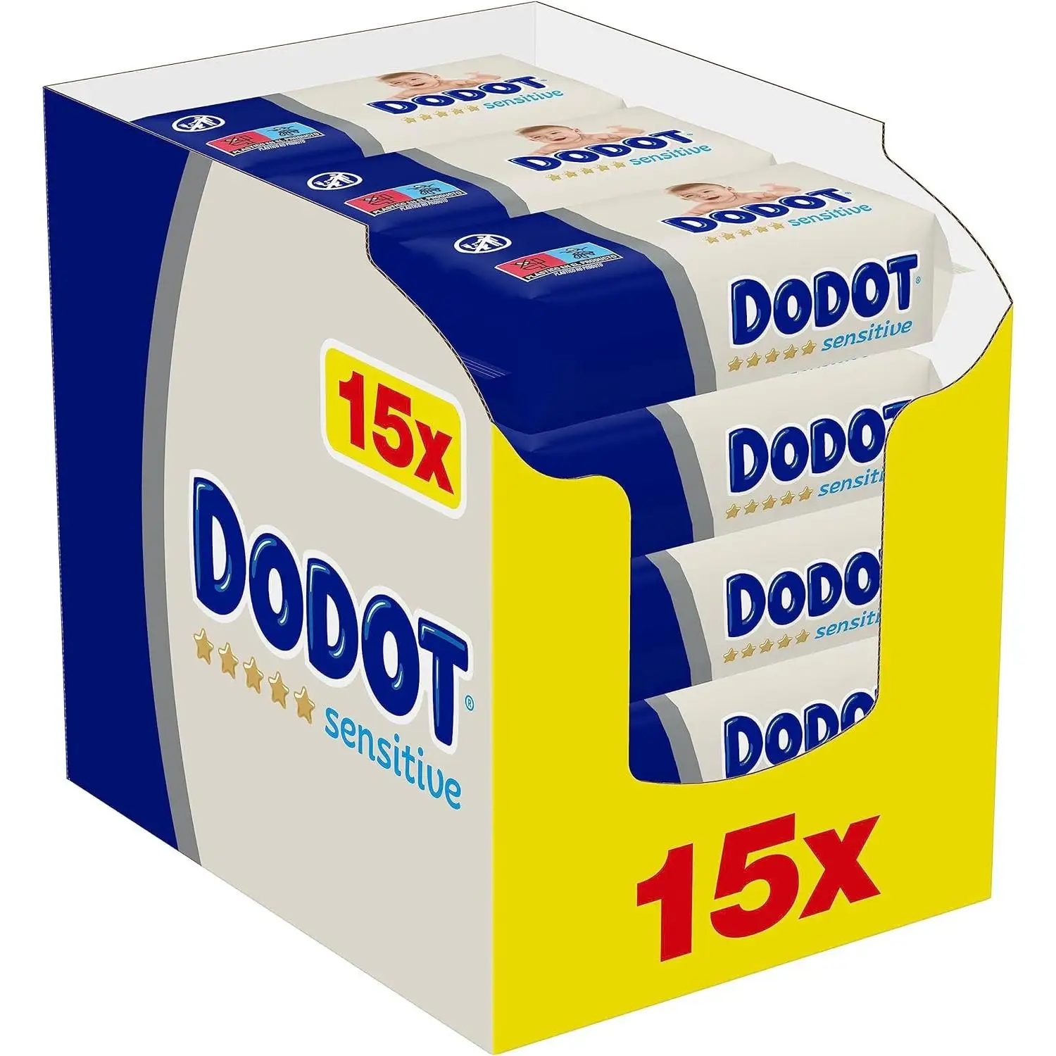 Dodot Toallitas Sensitive para Bebé, Óptima Protección para la Piel de Dodot, 810 Toallitas, 15 Paquete (15x54)