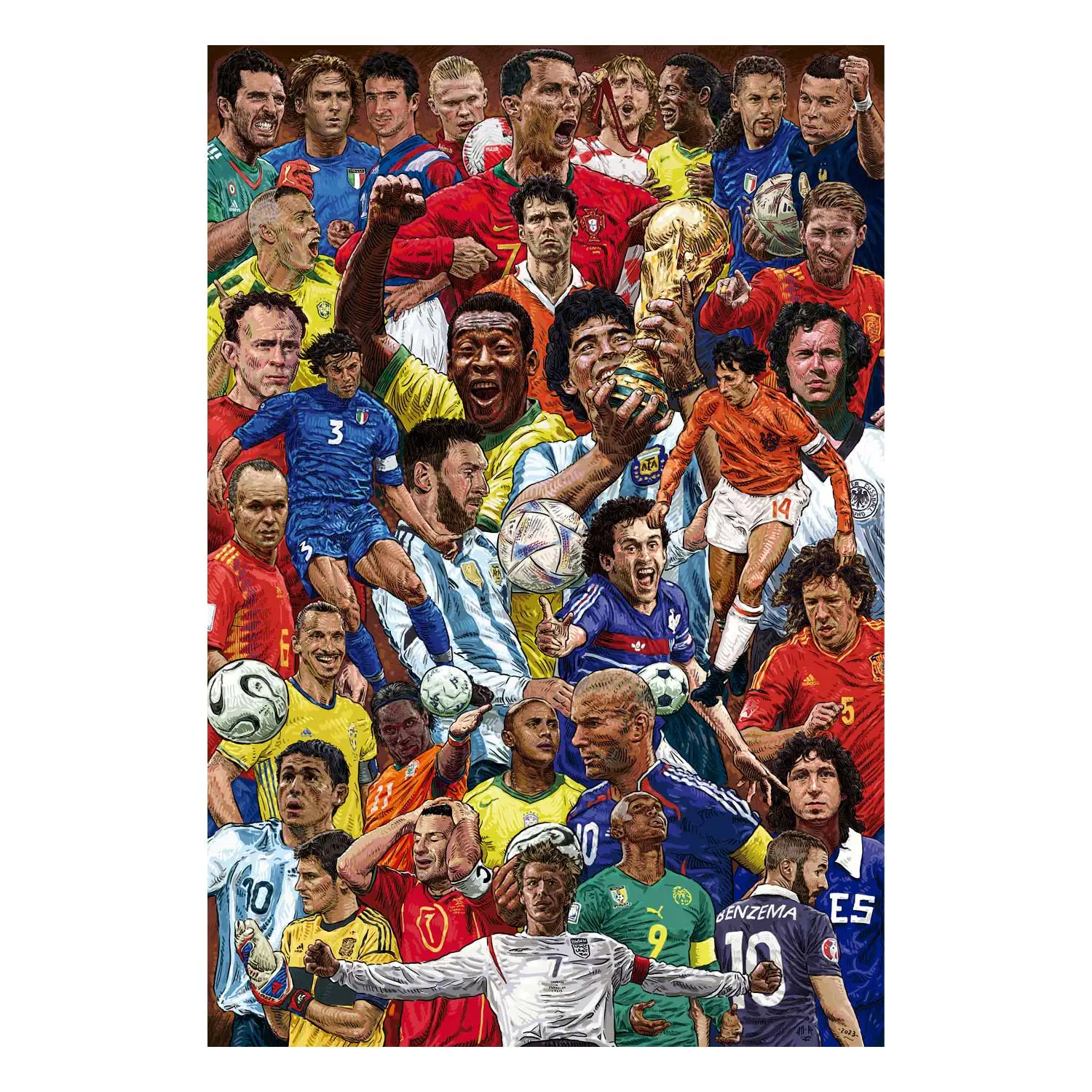 Grupo Erik Póster de futbolistas legendarios – 35.8 x 24.2 pulgadas / 91 x 61.5 cm – Se envía enrollado – Pósters geniales – Póster artístico – Pósters y impresiones – Pósters de pared