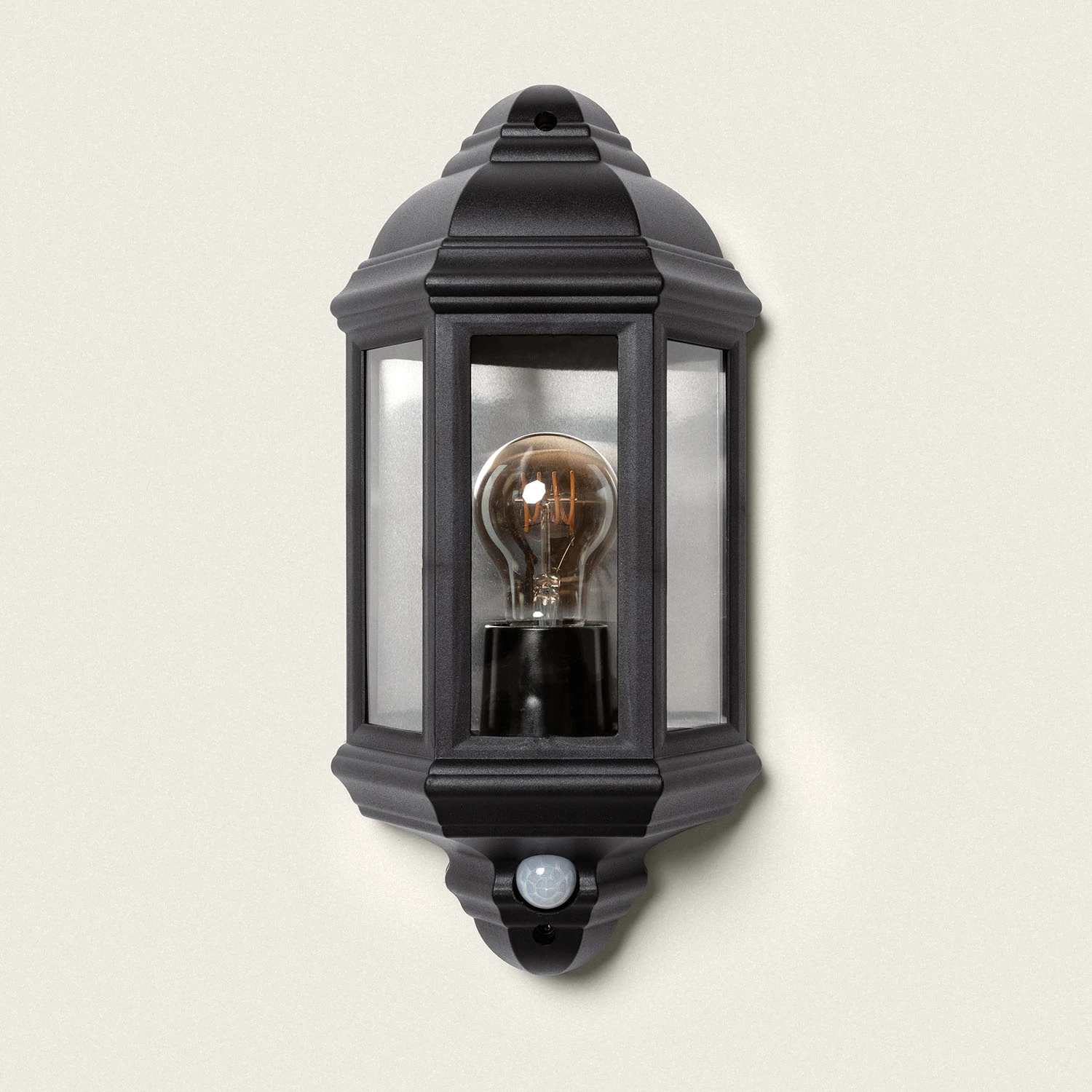 Ledkia Aplique de Pared Exterior PC con Sensor PIR Newquay Negro