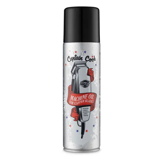 CAPTAIN COOK - ACEITE SPRAY PARA MÁQUINAS DE CORTE 5 EN 1 USO PROFESIONAL 500 ML.  ceite para máquinas de uso profesional. Refrigerante, desinfectante, lubricante y antioxidante lo hacen imprescindible para un mantenimiento óptimo de las cuchillas. Rociar