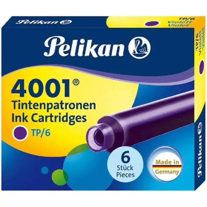 Pelikan caja de 6 cartuchos 4001 tp/6 - compatible con plumas estilograficas pelikan - color violeta