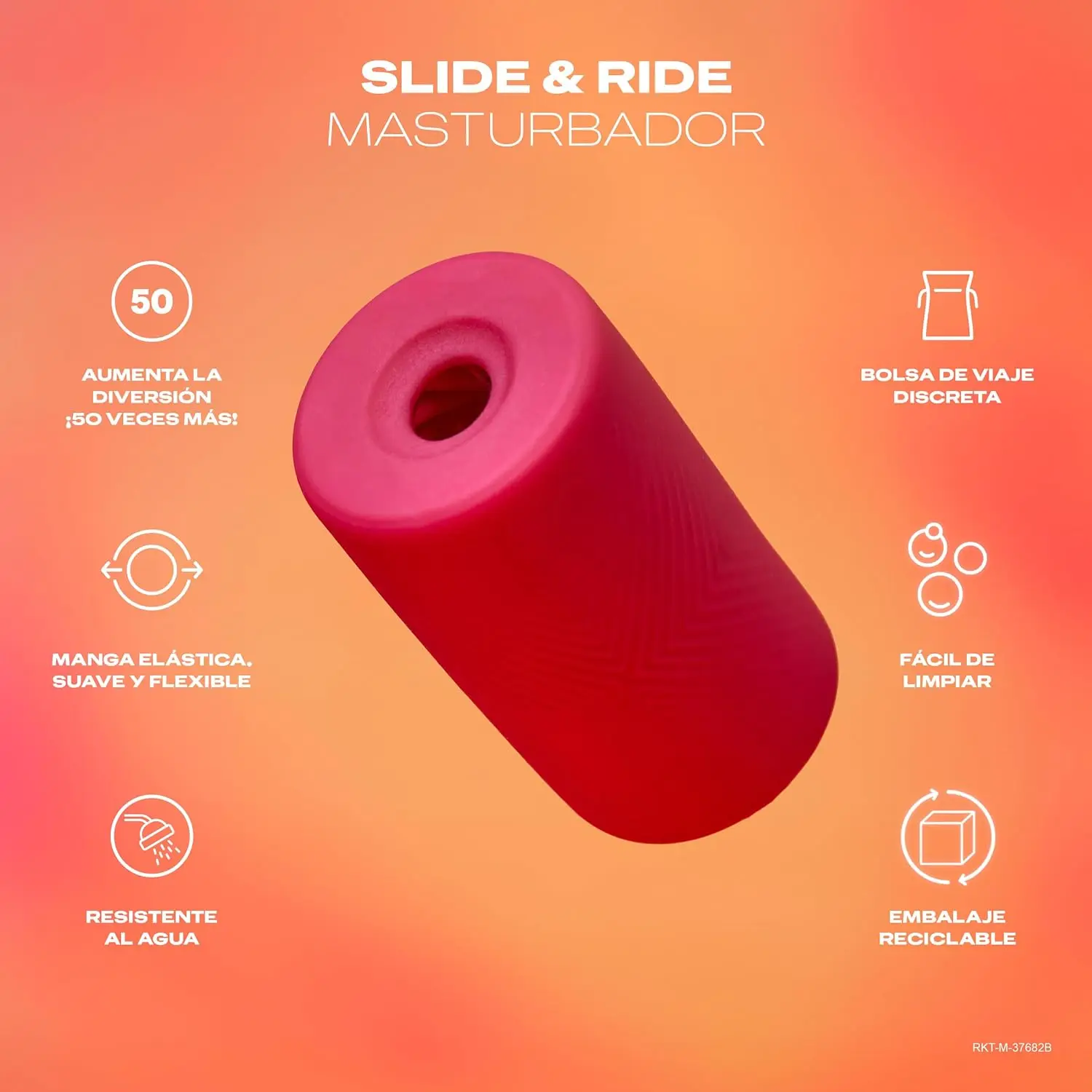 Durex slide & ride masturbator + original h2o lubricant 50 ml, elastic, soft flexible and textured with stretch marks