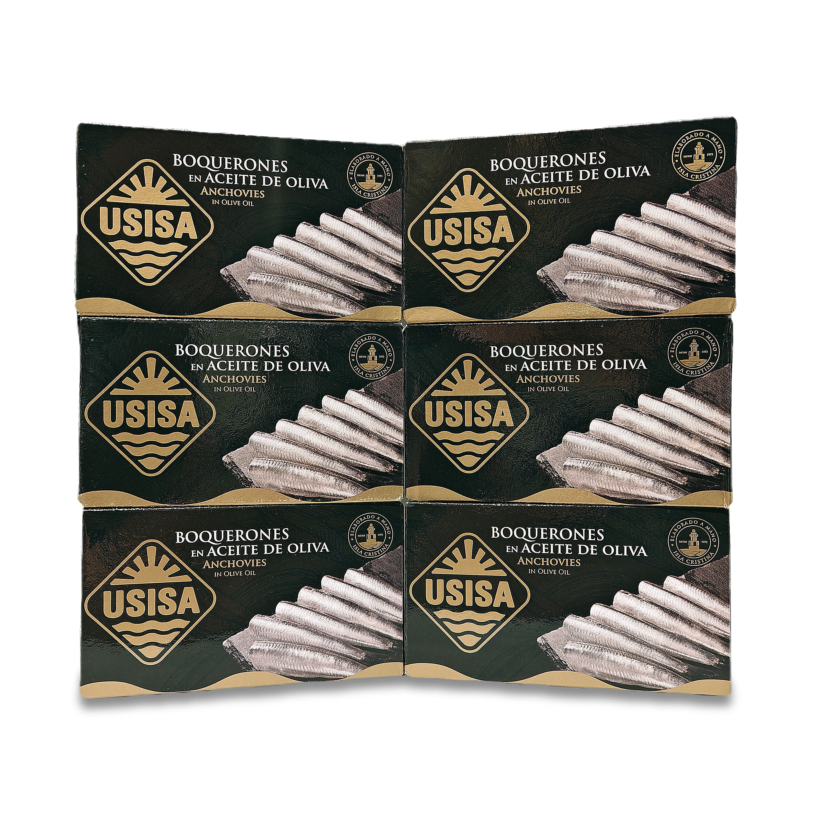 Boquerones en aceite de oliva de USISA (Pack de 6 unidades de 120gr)
