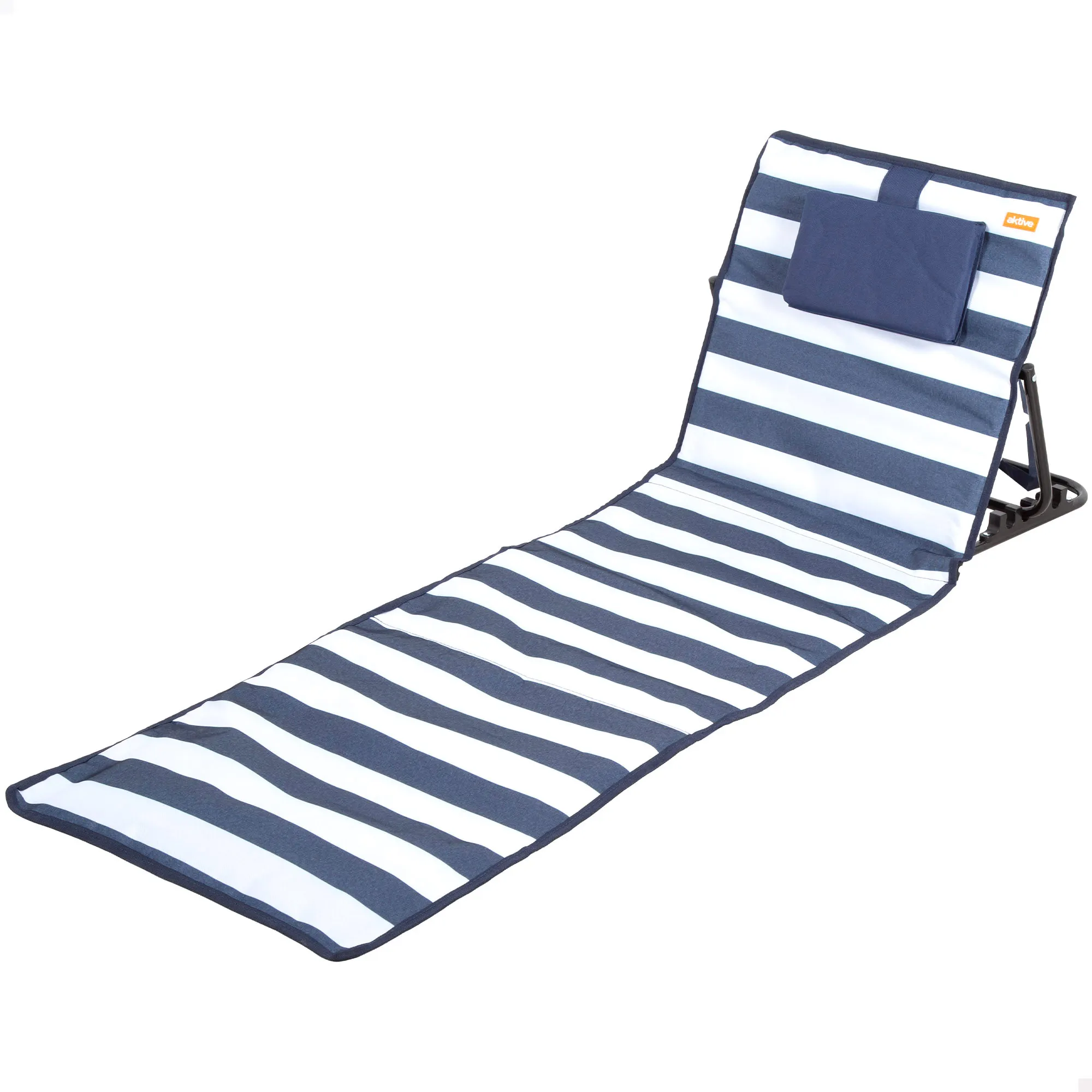 Aktive - Esterilla de playa reclinable, 145x50x43 cm, esterilla plegable con cojín, esterilla con bolsa de transporte, multiposición, reclinable 4 posiciones, hasta 110 kg, para playa, jardín o