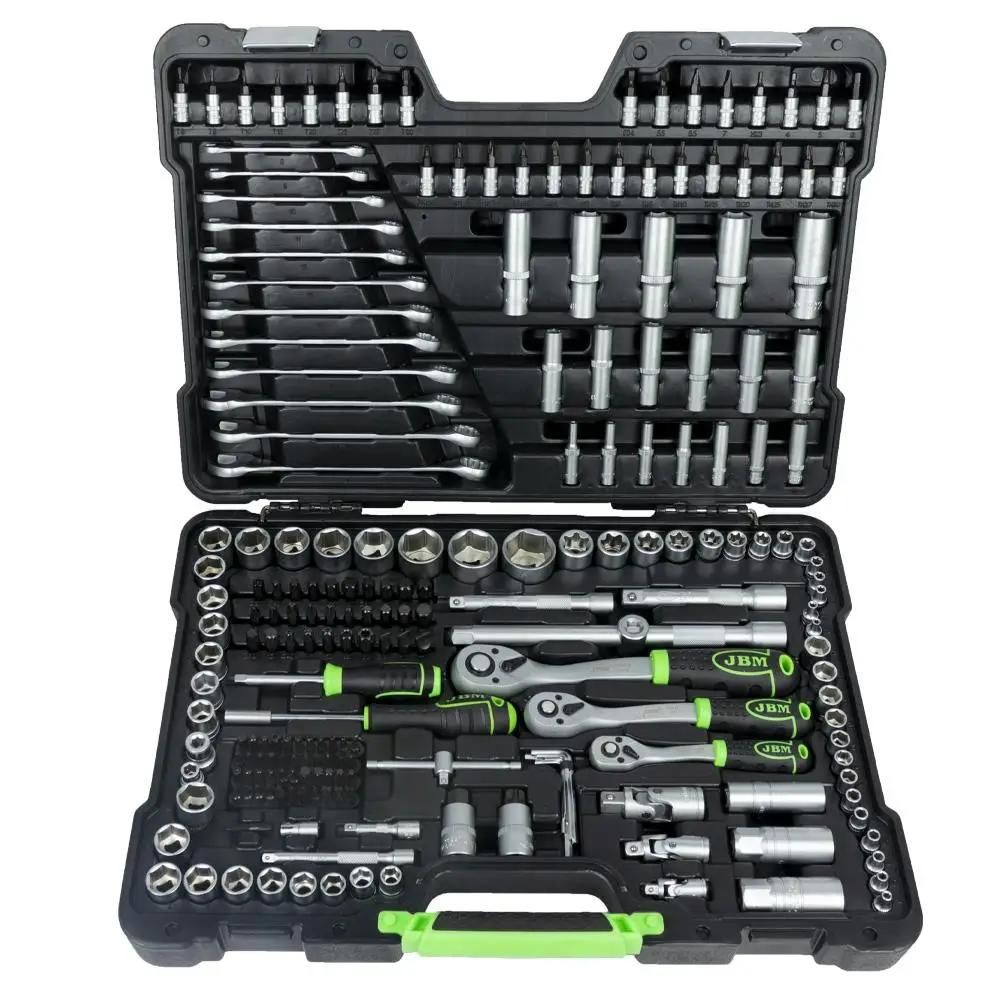 JBM54034 JBM 216-piece tool case with cincated hexagonal cups. 1/2 