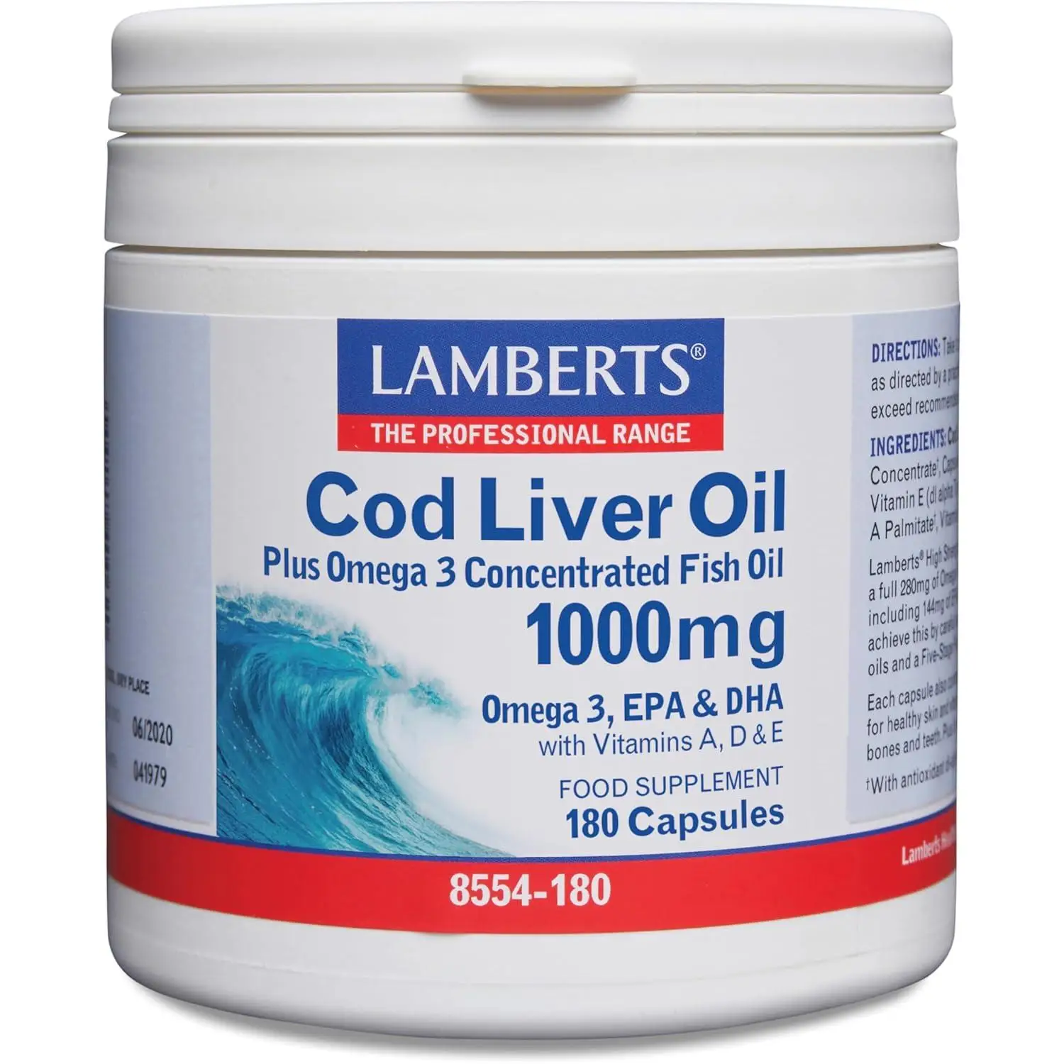 Lamberts Aceite de Hígado de Bacalao con Vit A, D y E - 180 Cápsulas