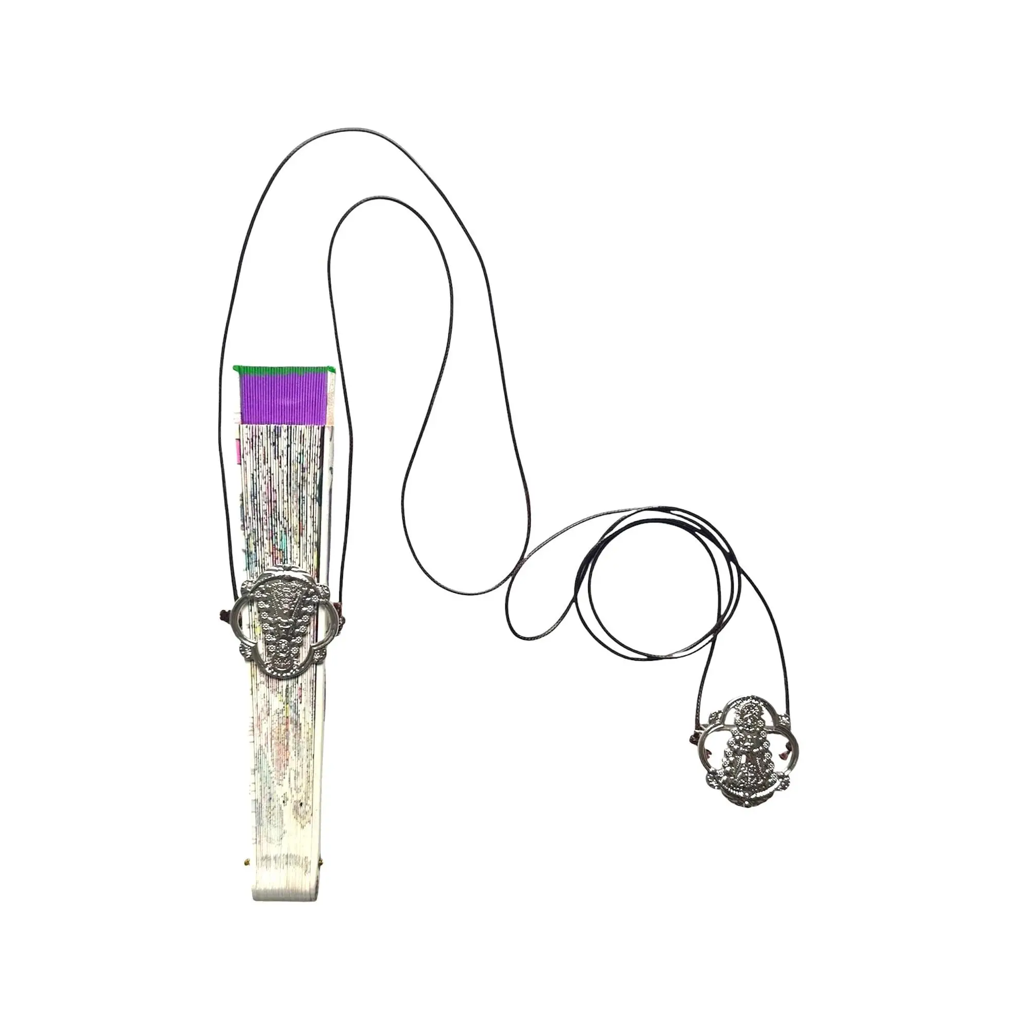 Pack de 2 Porta Abanicos de Metal Nuestra Señora del Rocío Porta Abanicos de Mano con Cordón Marrón Ajustable y Símbolo Plateado, Soporte Elegante, Ligero y Resistente, Ideal para Regalo Lutila