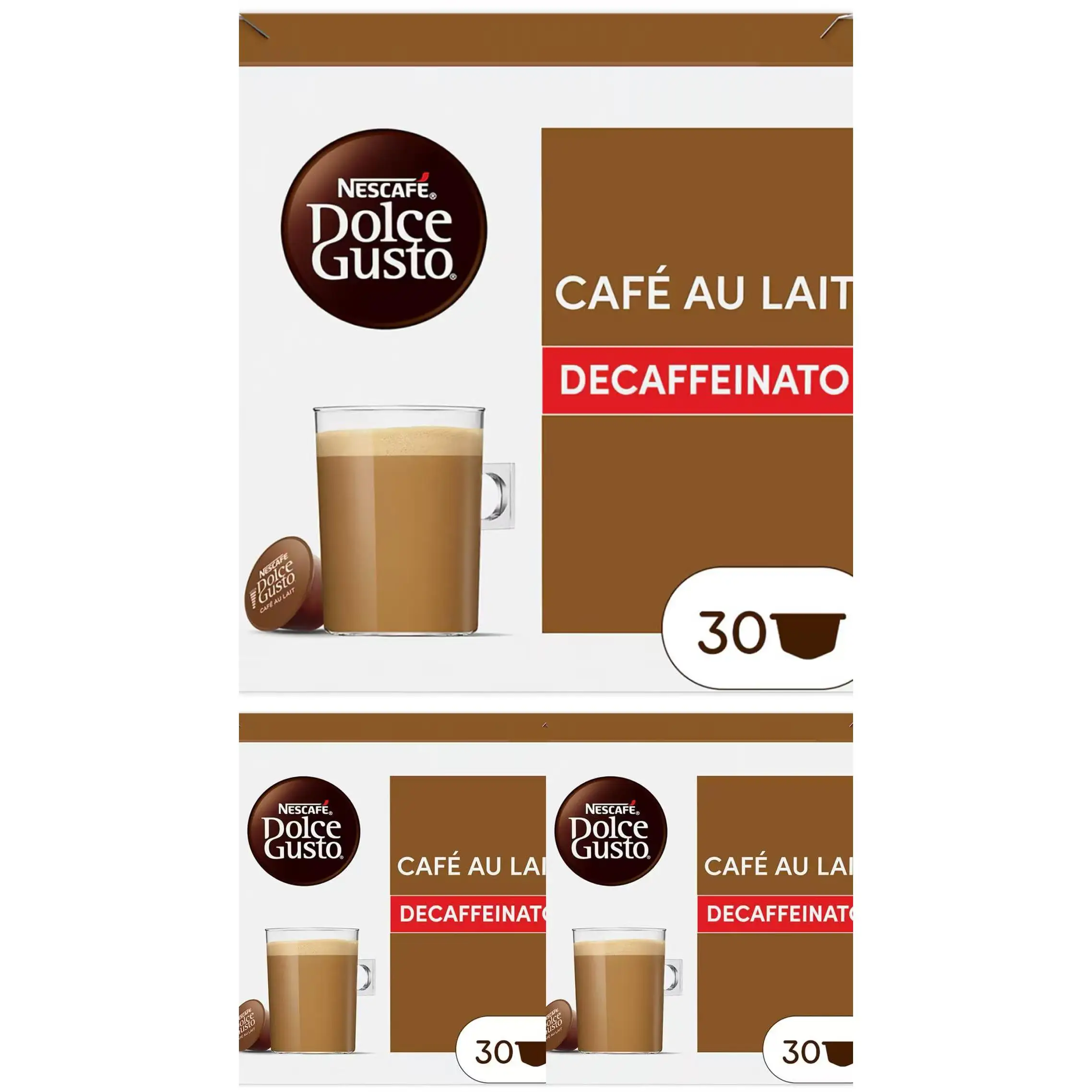 Dolce Gusto Café con Leche descafeinado 90 Cápsulas (3 x 30)