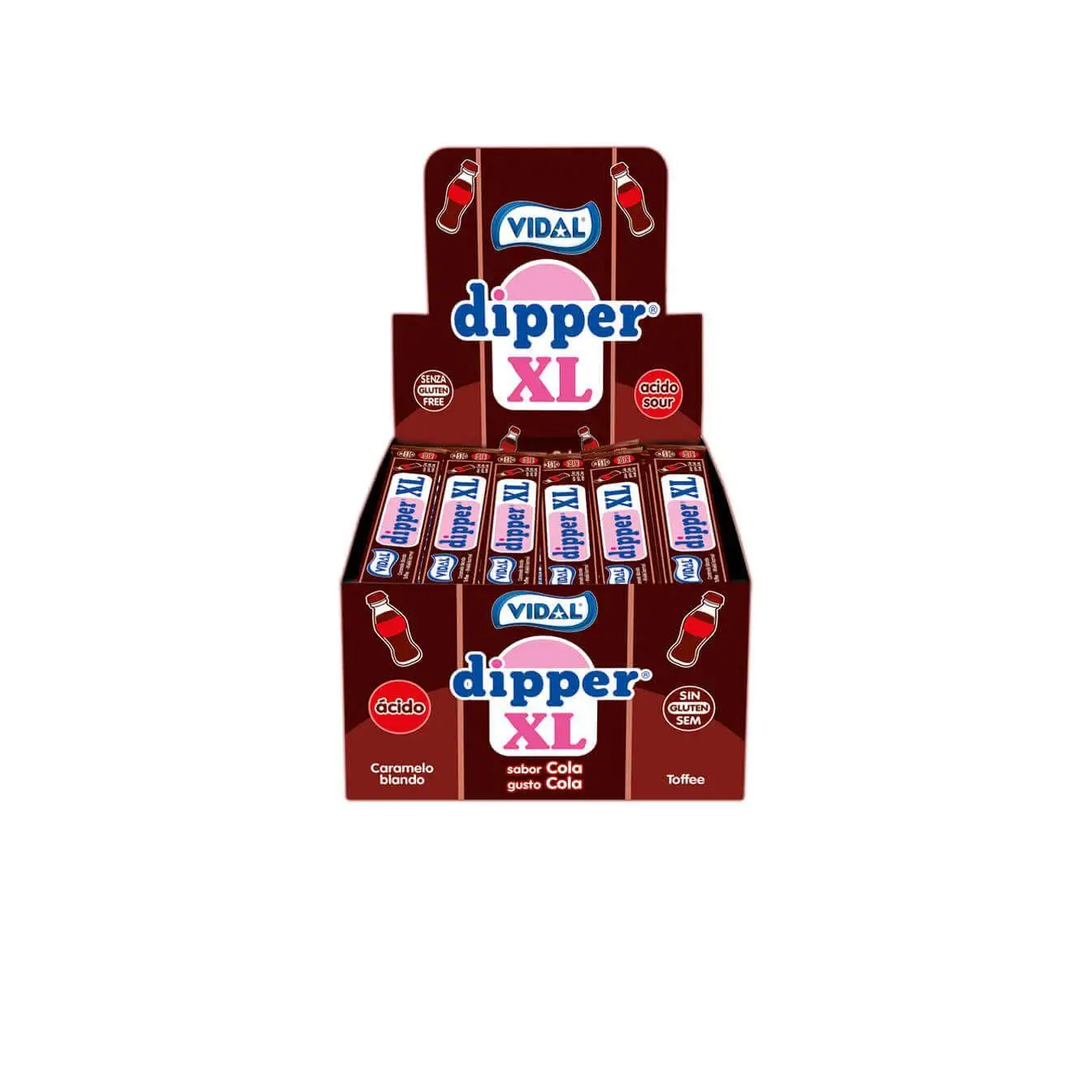Dipper XL Cola estuche 100 uds Caramelo blando Masticable sin Gluten Vidal Golosinas
