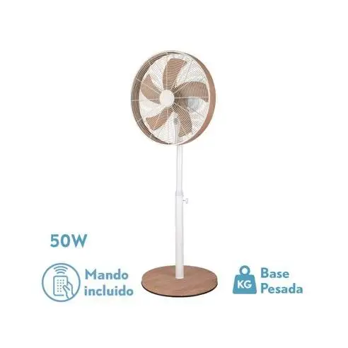 Factory fan standing Alcañiz White/Beech 50W oscillating-keep your home cool