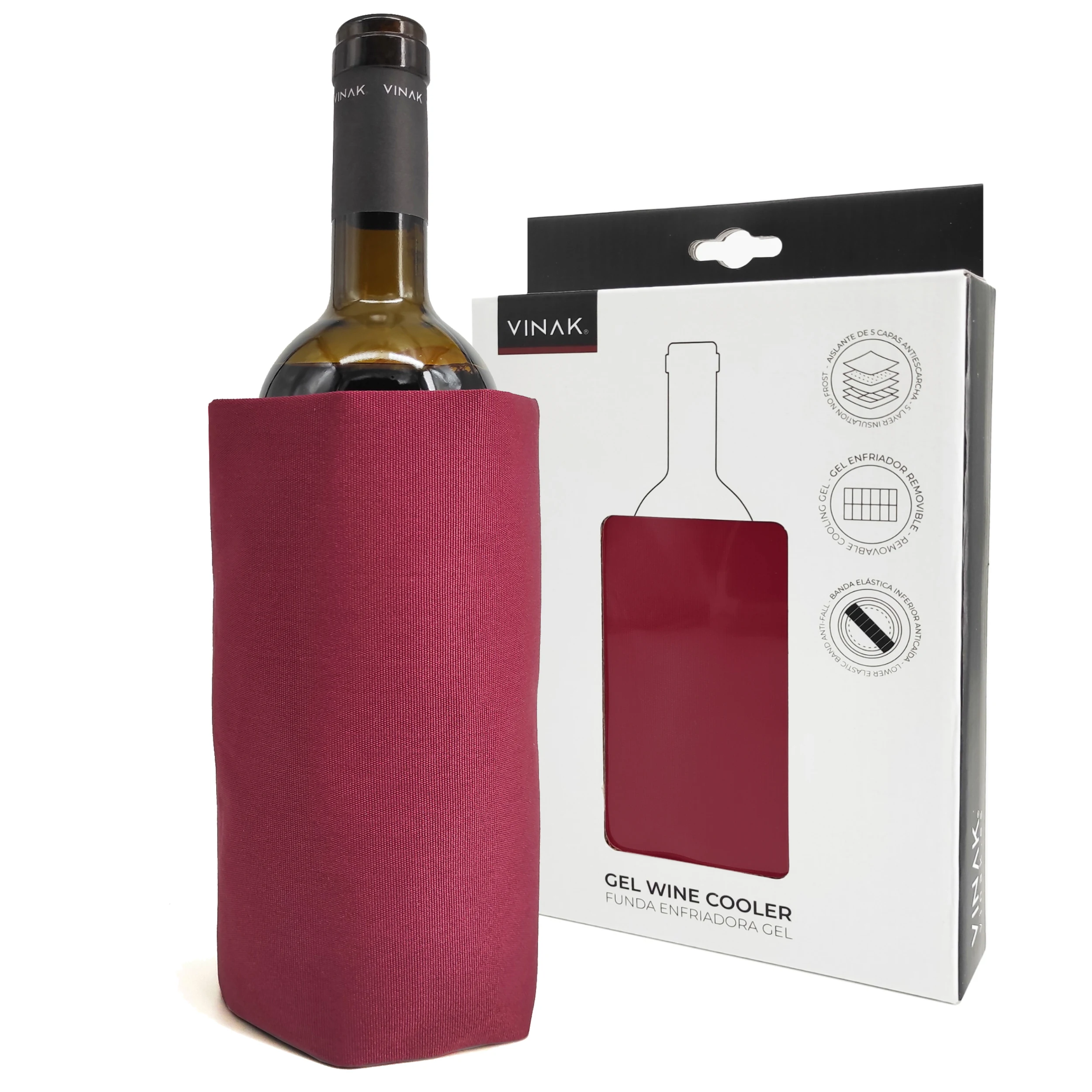 Wine bottle cooler case GEL VINAK Wine Cooler cooler with non-frost quality gel made with 5 layers insulation anti-fall bottom elastic band