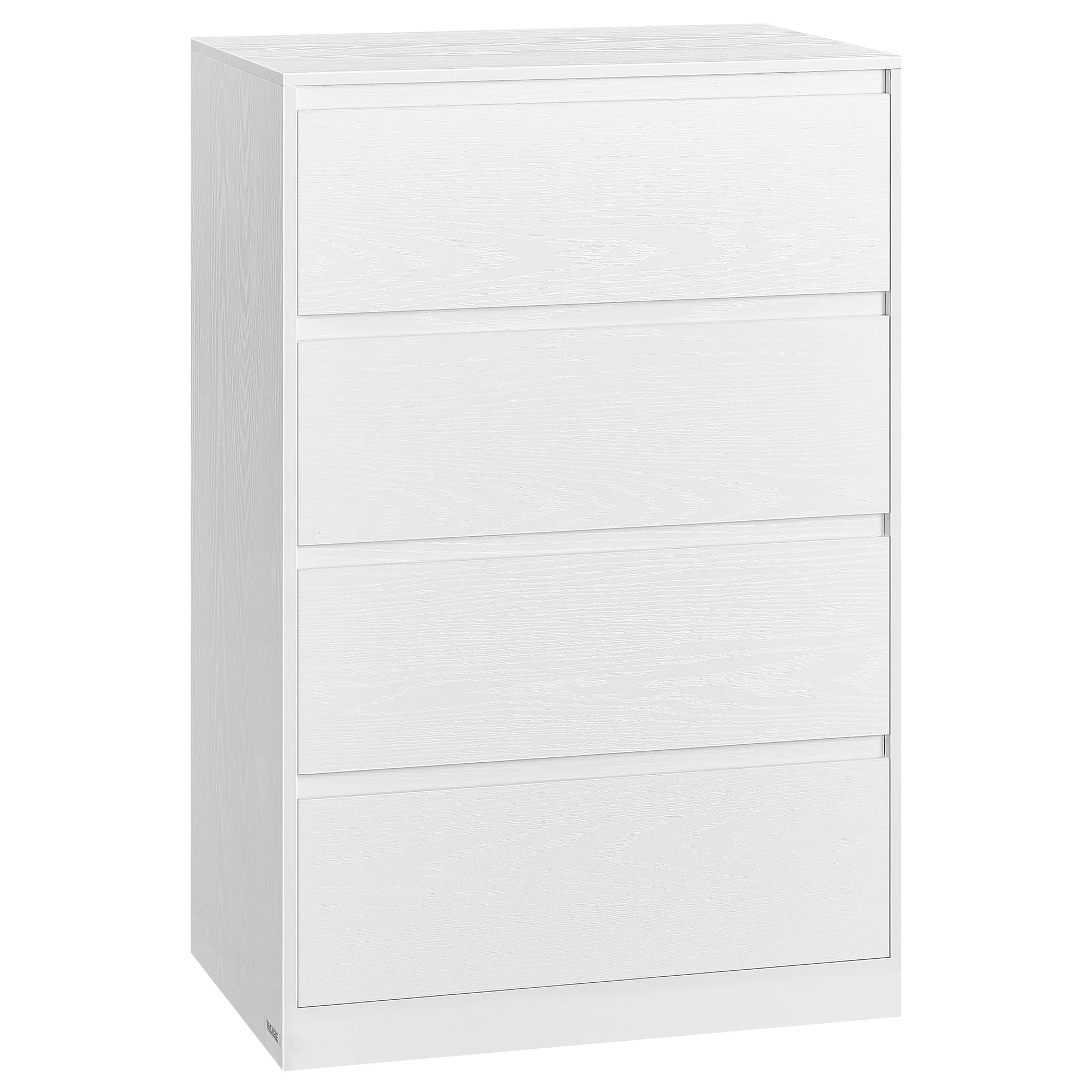 VASAGLE Colección Kailyn - Cómoda de 4 Cajones para Dormitorio, Armario de Almacenamiento, Mueble para Ropa, 40 x 60 x 97,4 cm, Estilo Moderno, Blanco Nieve/Negro Ébano/Beige Roble