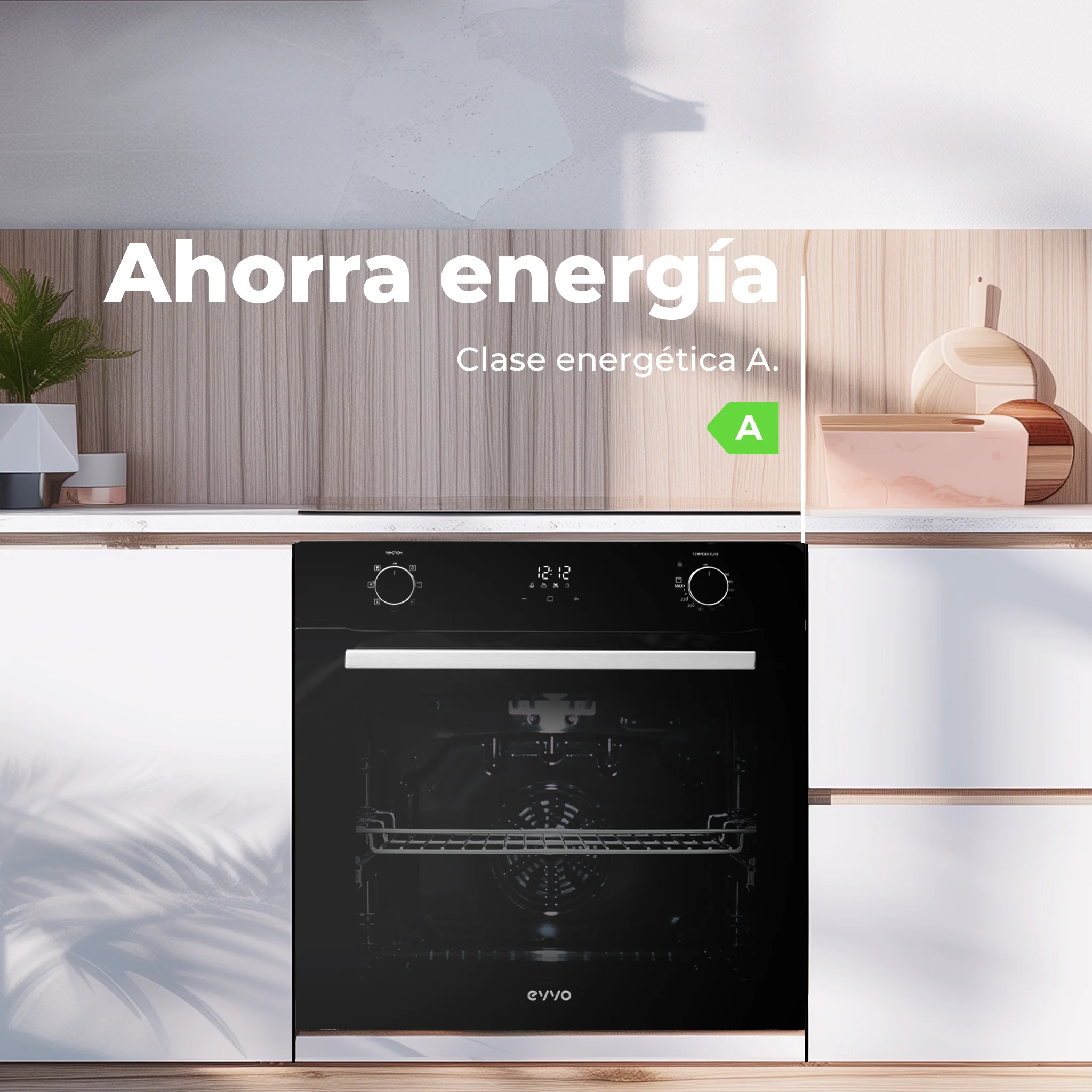 Evvo h20 oven, energy efficiency a, 72l capacity, 7 programs, timer, digital display,